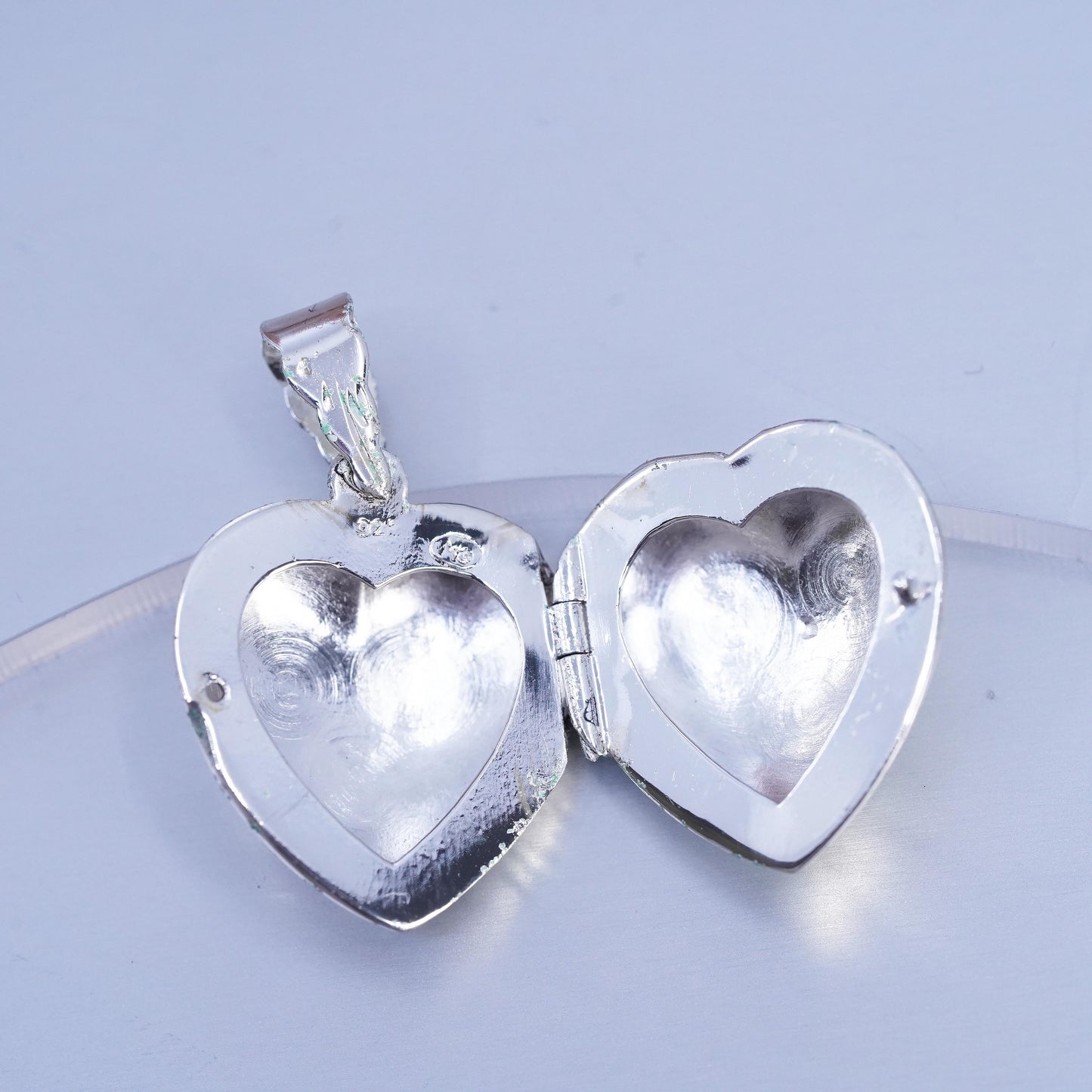 Vintage Sterling silver handmade charm, 925 heart Pendant photos locket