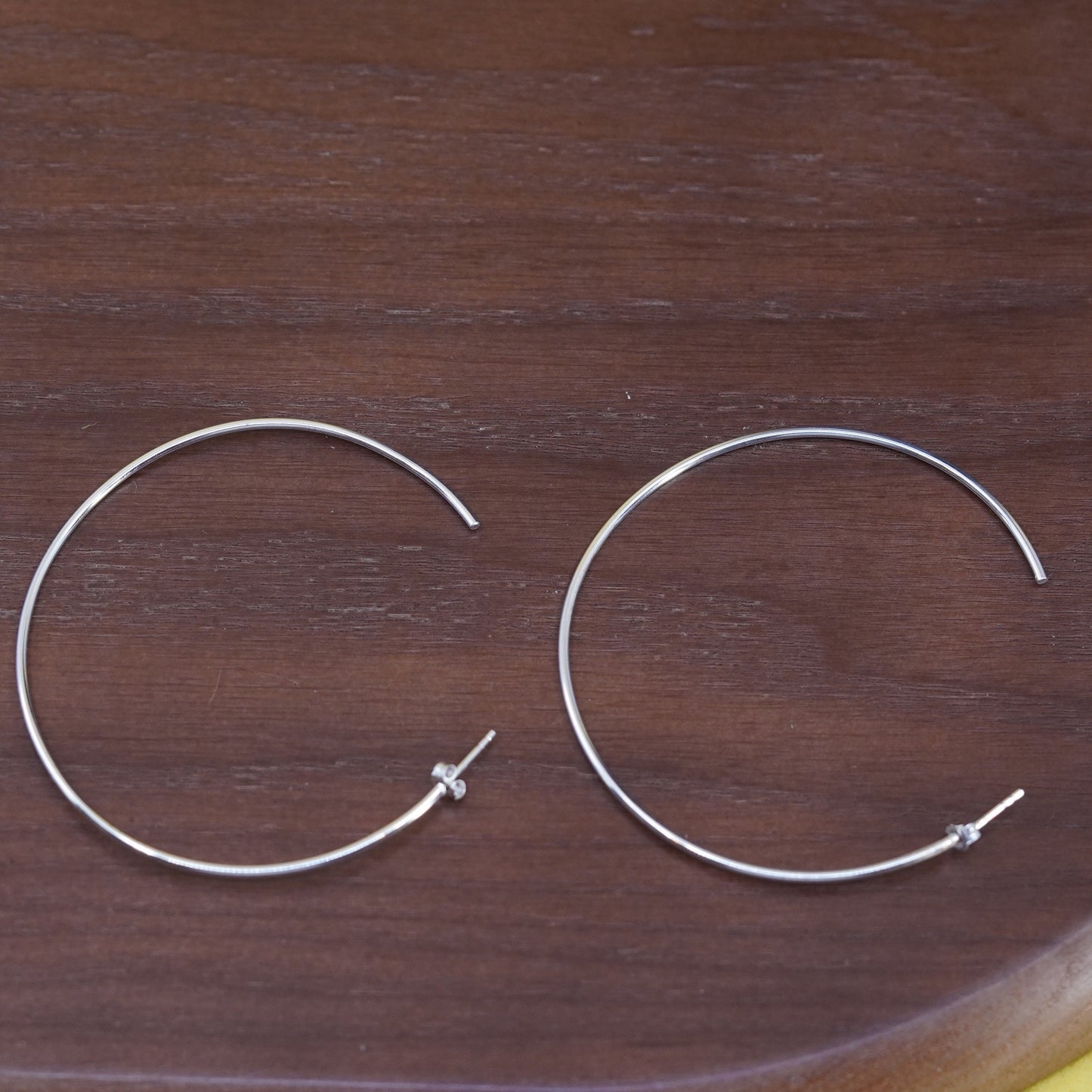 2.25”, vintage Sterling silver thin hoops, 925 silver huggie earrings