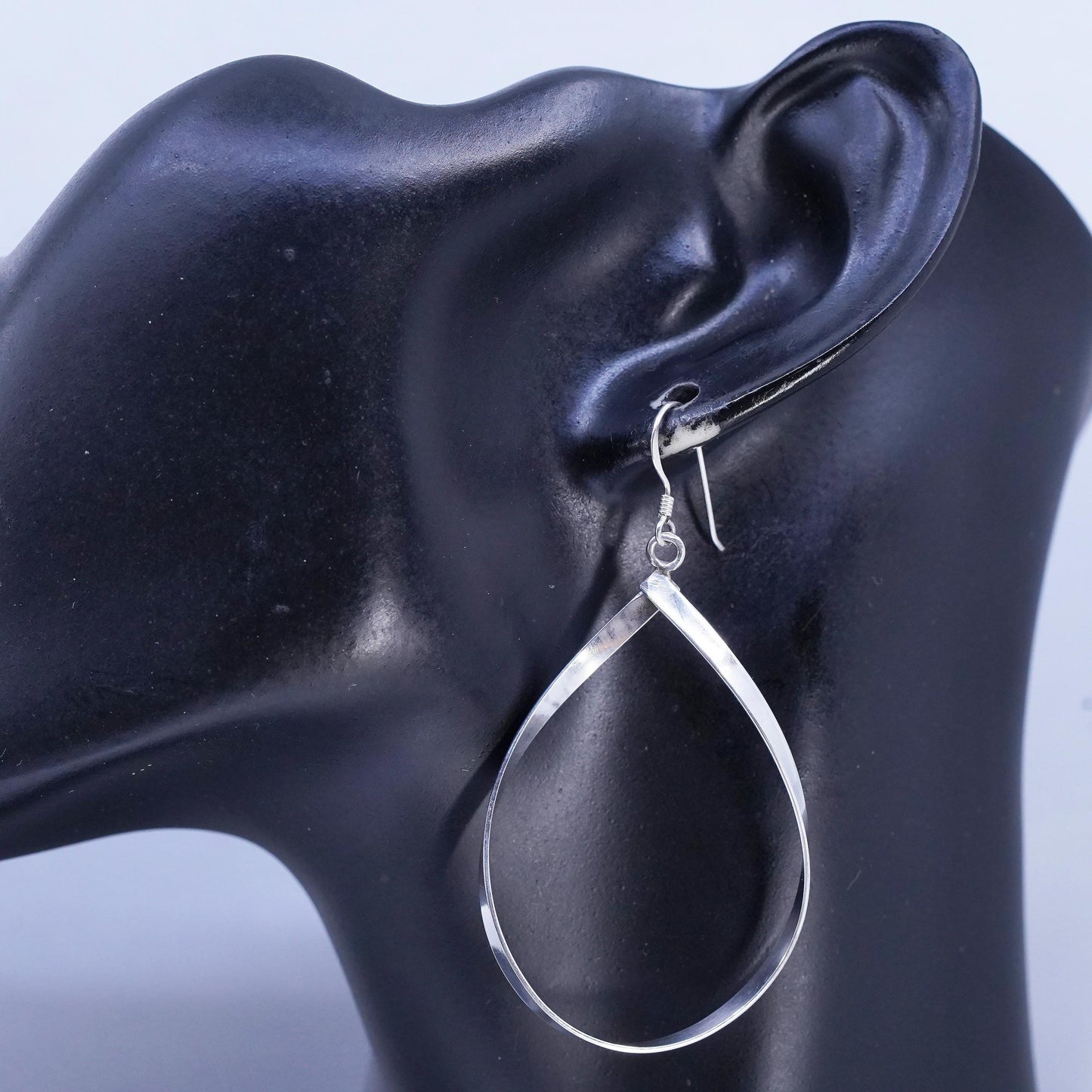 Vintage Sterling 925 silver handmade huge teardrop earrings