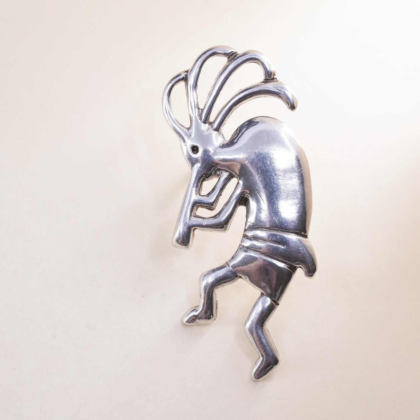 Vintage Native American single earring. Sterling 925 silver kokopelli stud