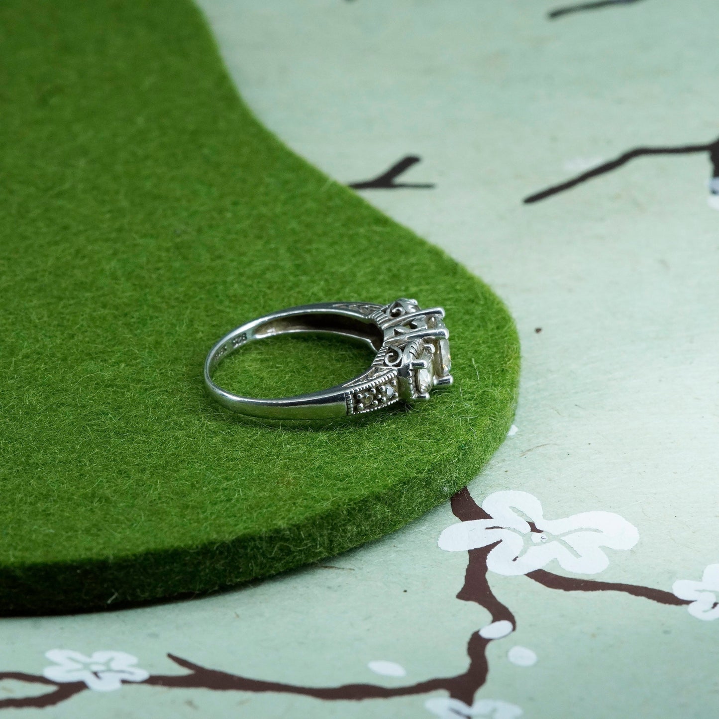 Size 8.5, vintage Xavier jewelry | Sterling 925 silver ring w/ round CZ cluster
