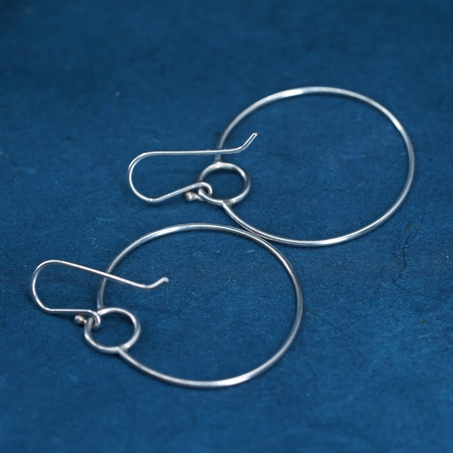 Vintage sterling silver handmade earrings, 925 circle link drop