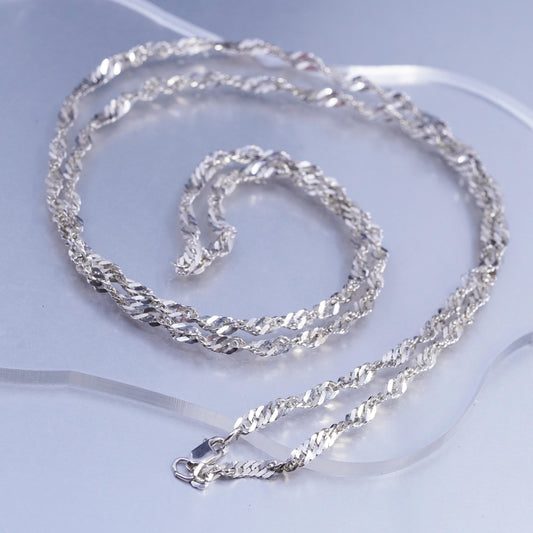 38" 4mm, vintage Sterling 925 silver extra long twisted curb chain necklace