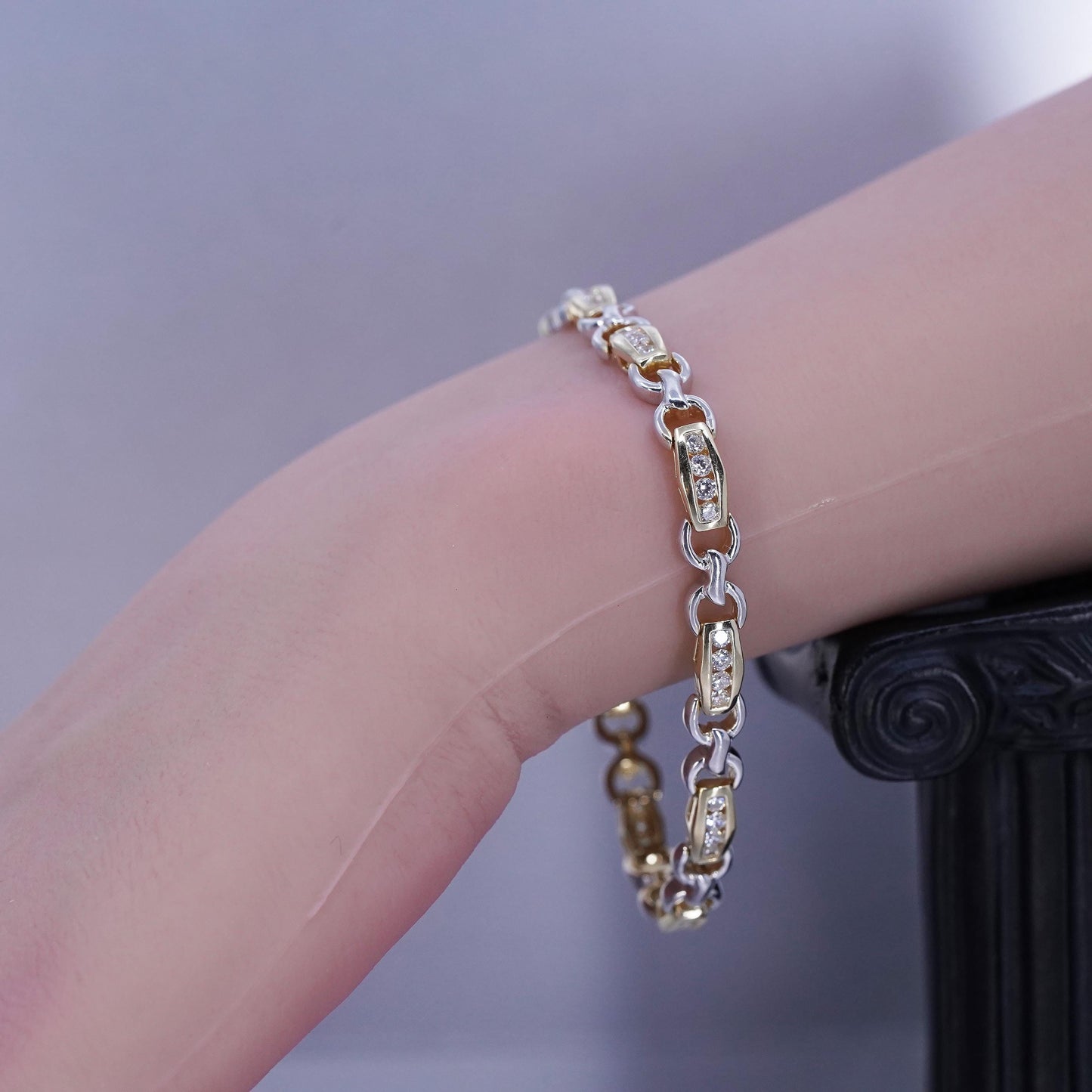 7.25”, Italy vermeil gold filled Sterling 925 silver tennis bracelet chain cz