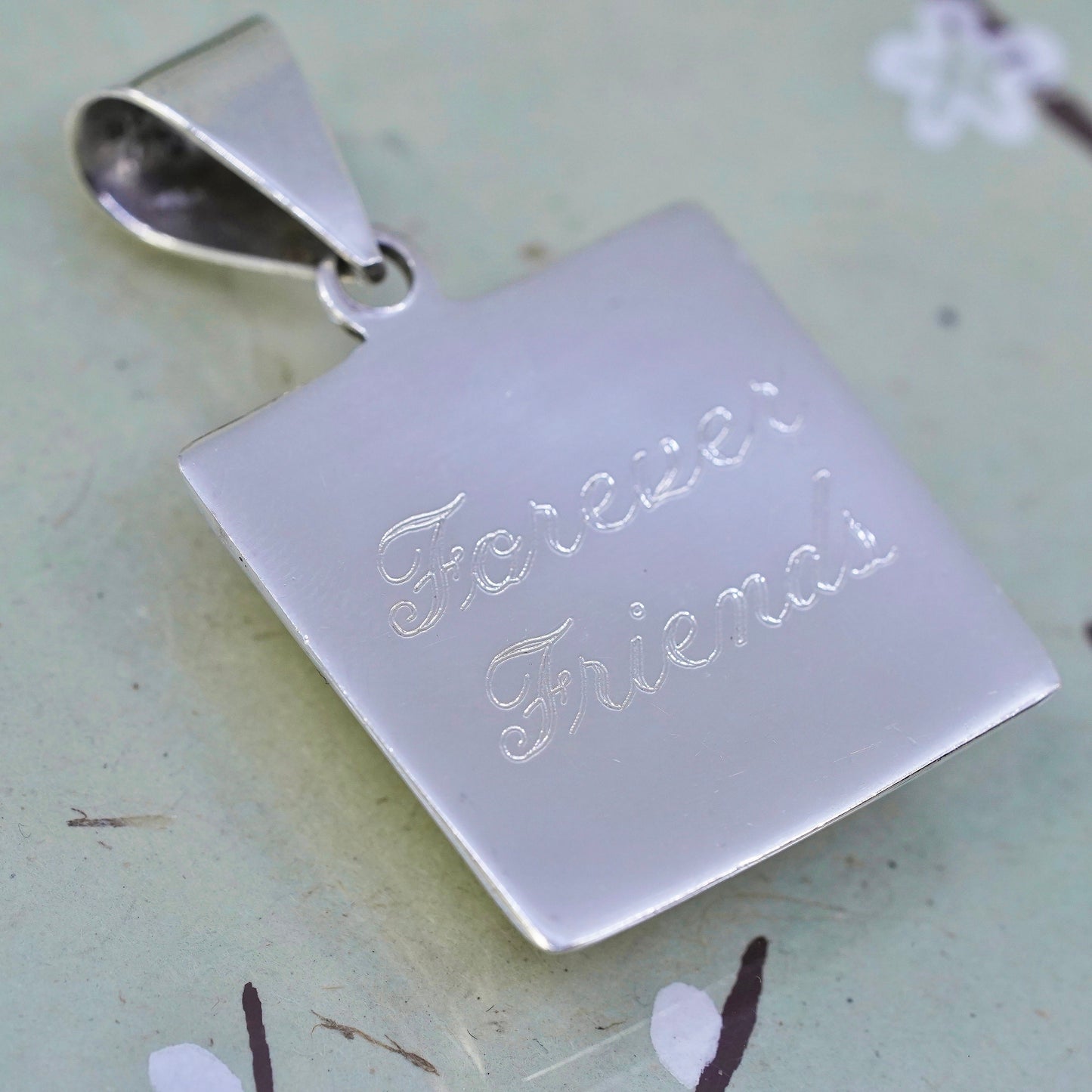 sterling silver handmade pendant, 925 tag charm initial "A, forever friend
