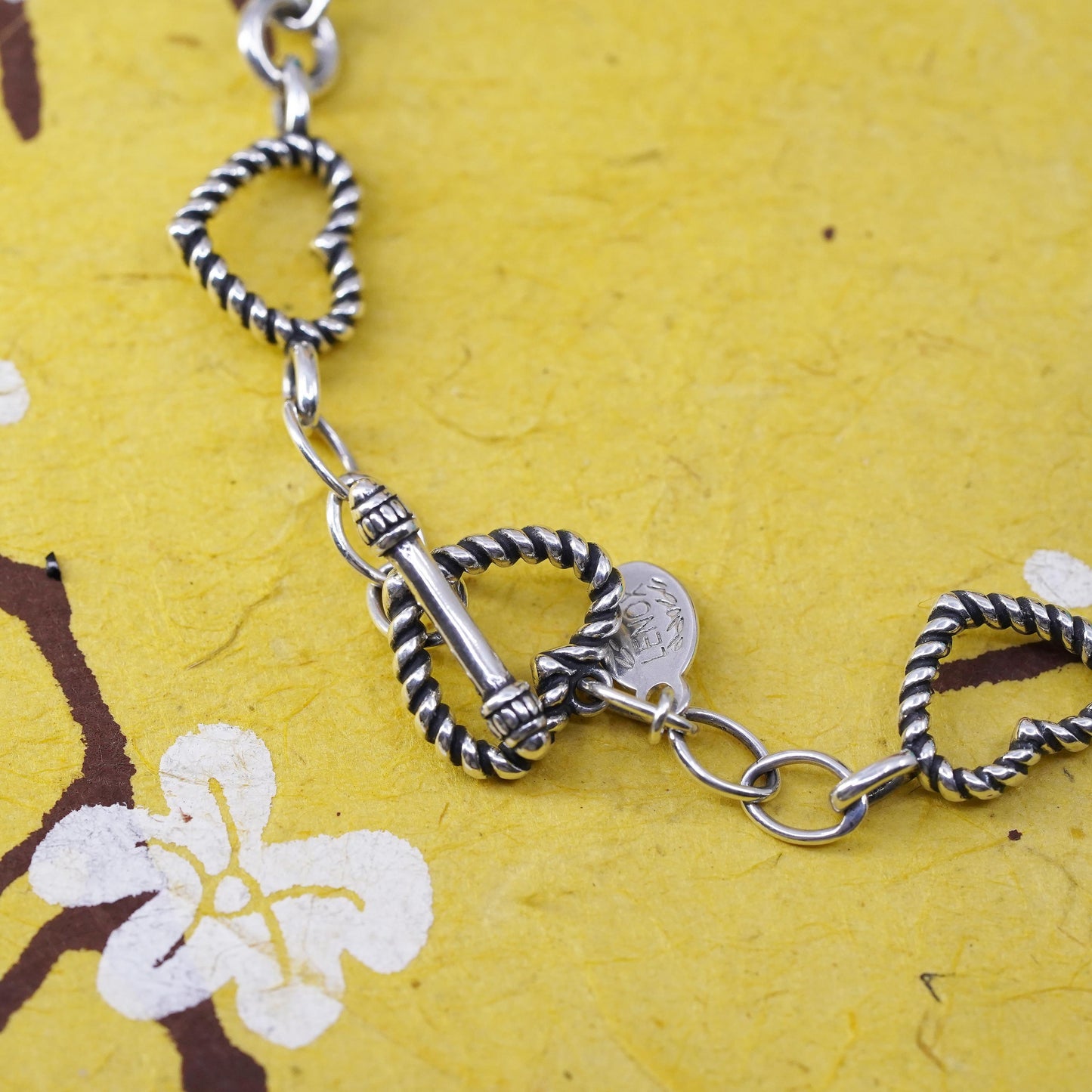 7.5", southwestern Lenox Sterling silver bracelet, turquoise bracelet 925 heart