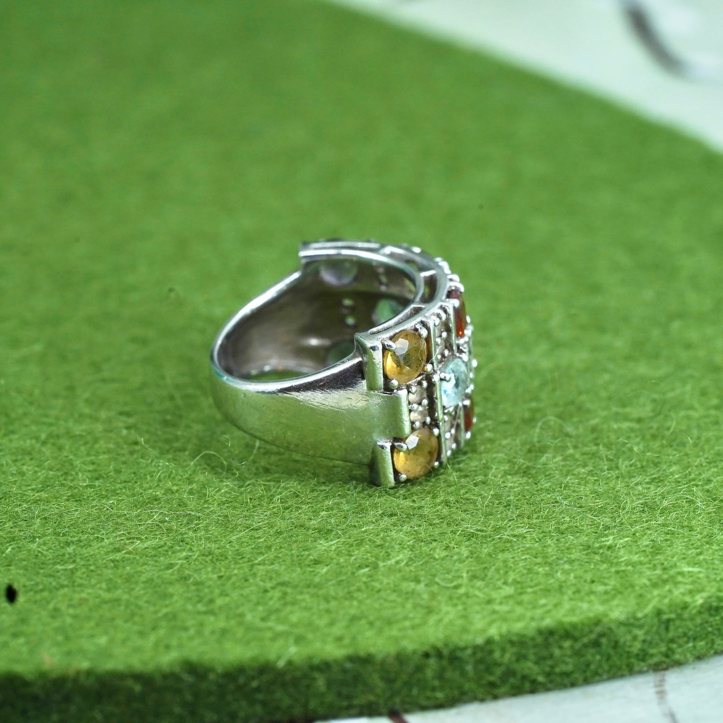 Size 5, sterling silver 925 ring topaz citrine peridot ruby amethyst diamond