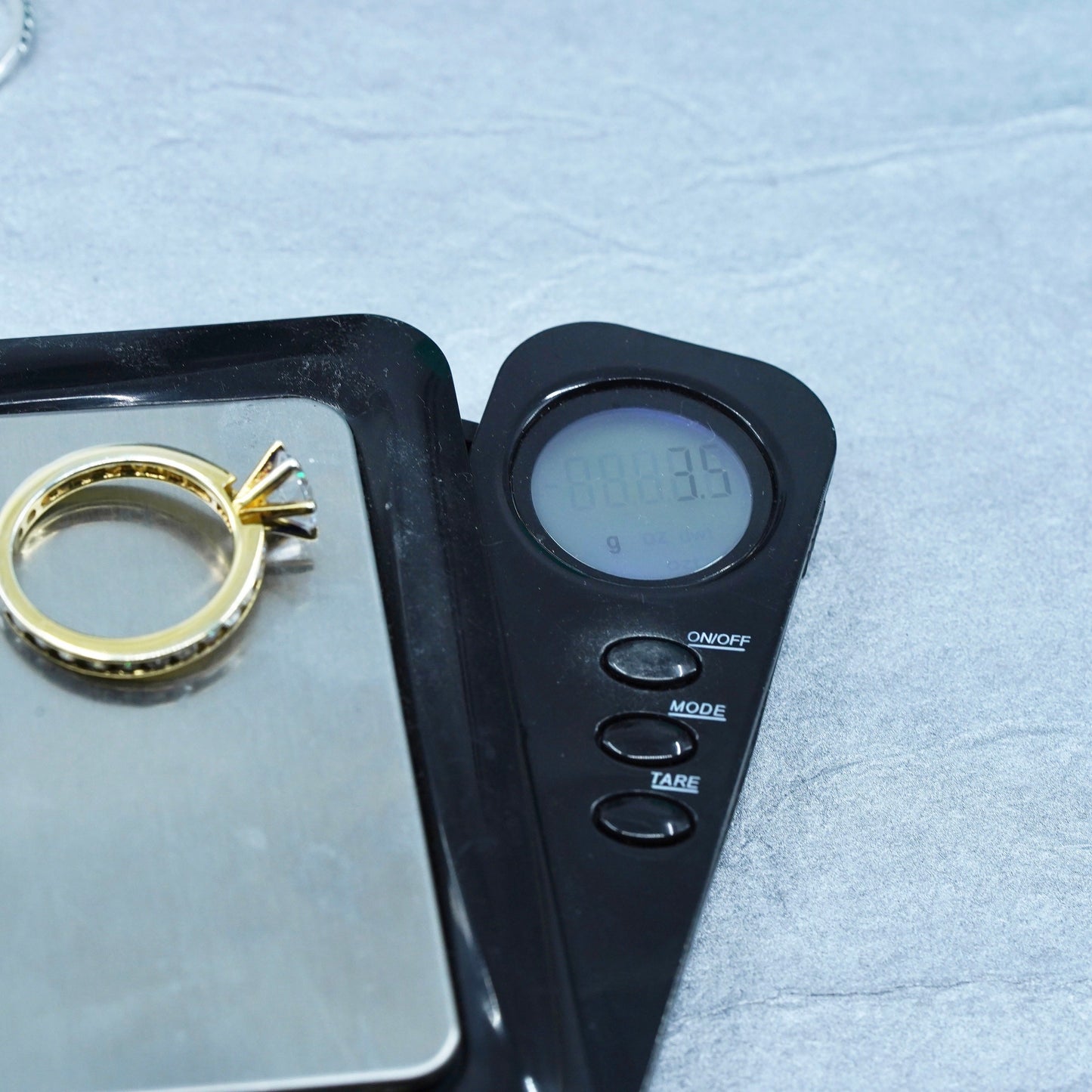 Size 8, vintage vermeil gold over Sterling 925 silver engagement ring with Cz