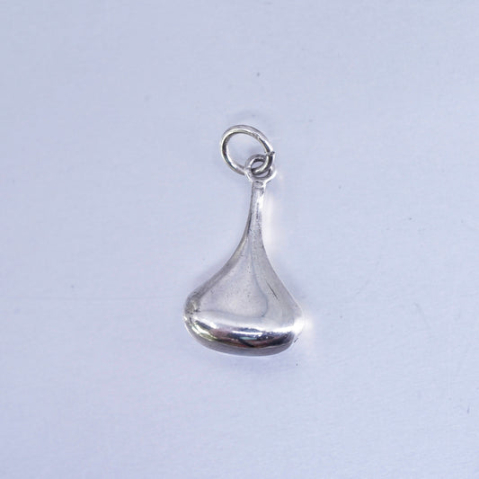 Vintage sterling 925 silver handmade puffy teardrop charm pendant