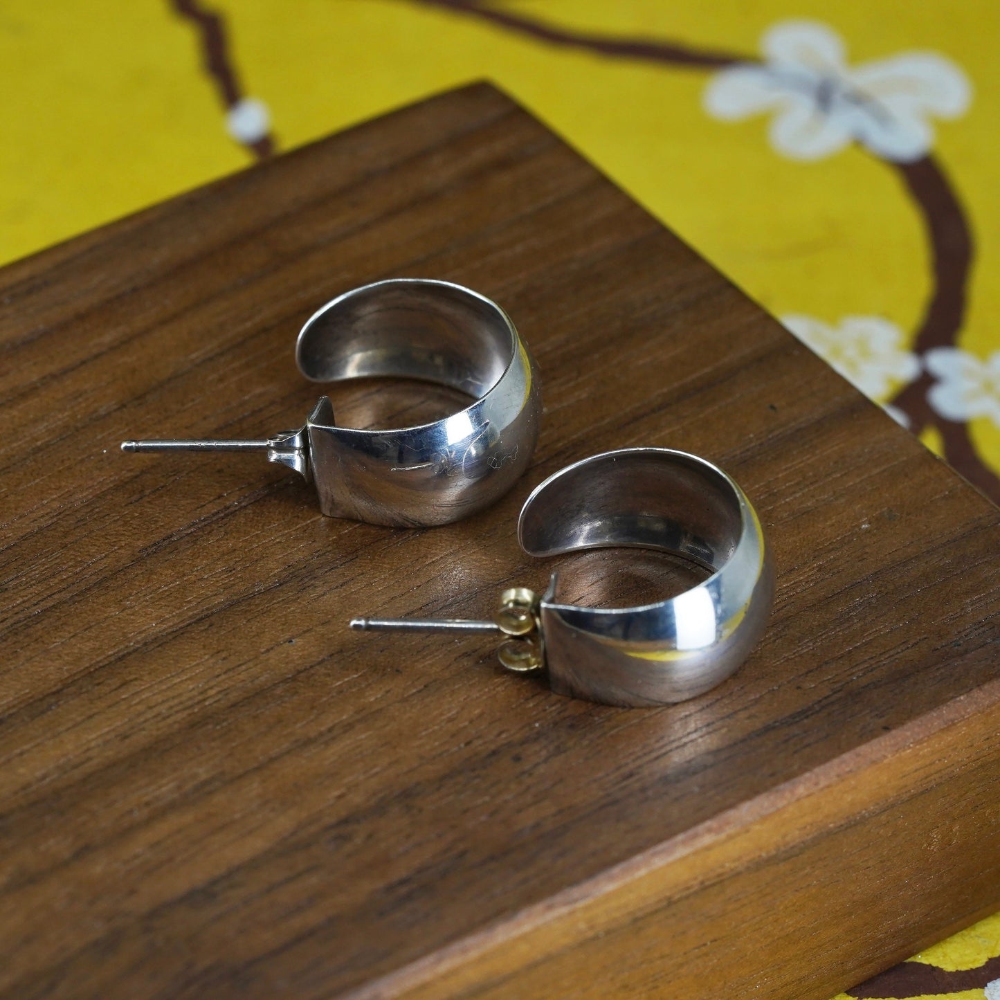 0.5”, southwestern Sterling silver handmade earrings, 925 modern hoops, huggie