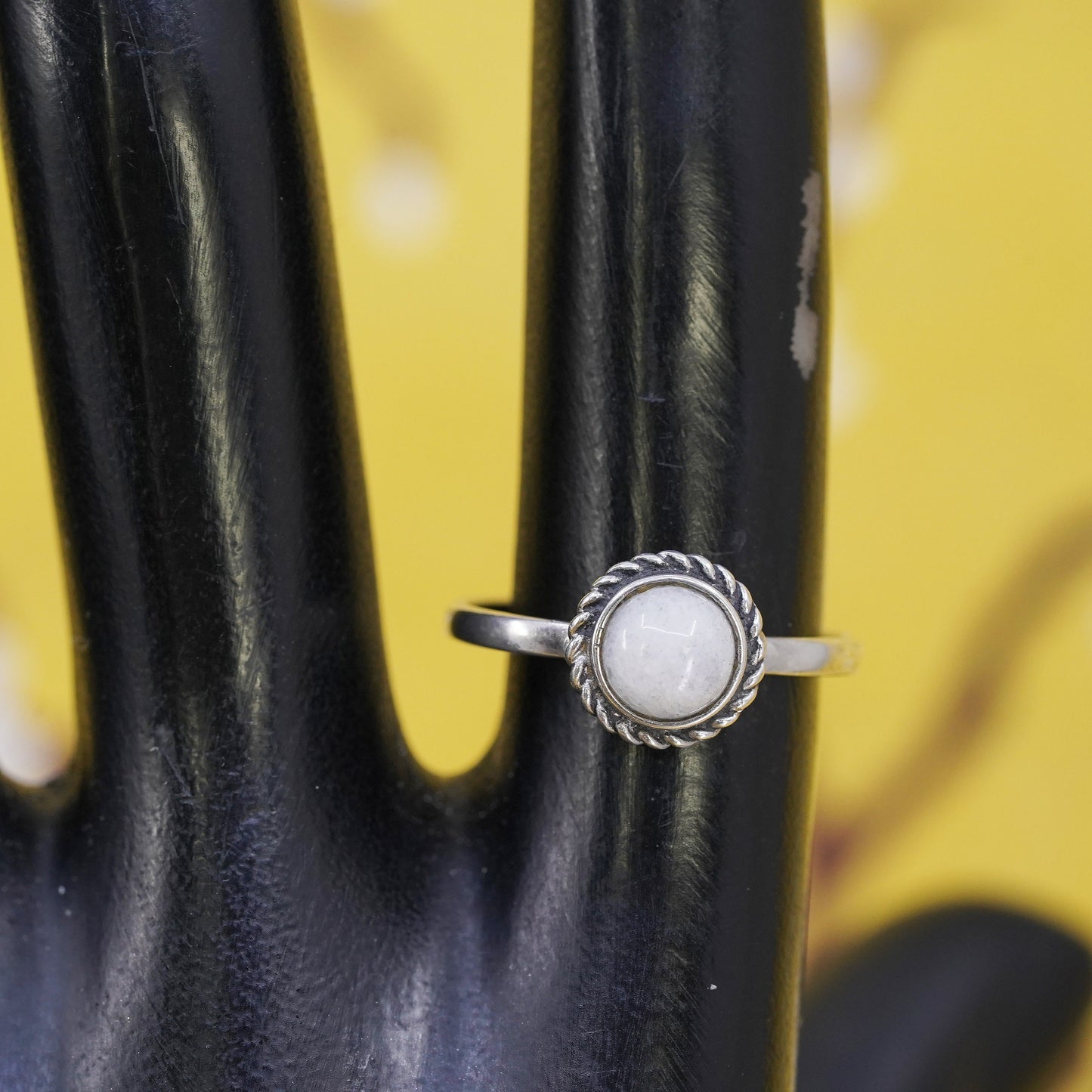 Size 6.5, vintage sterling silver handmade ring, 925 silver band with moonstone