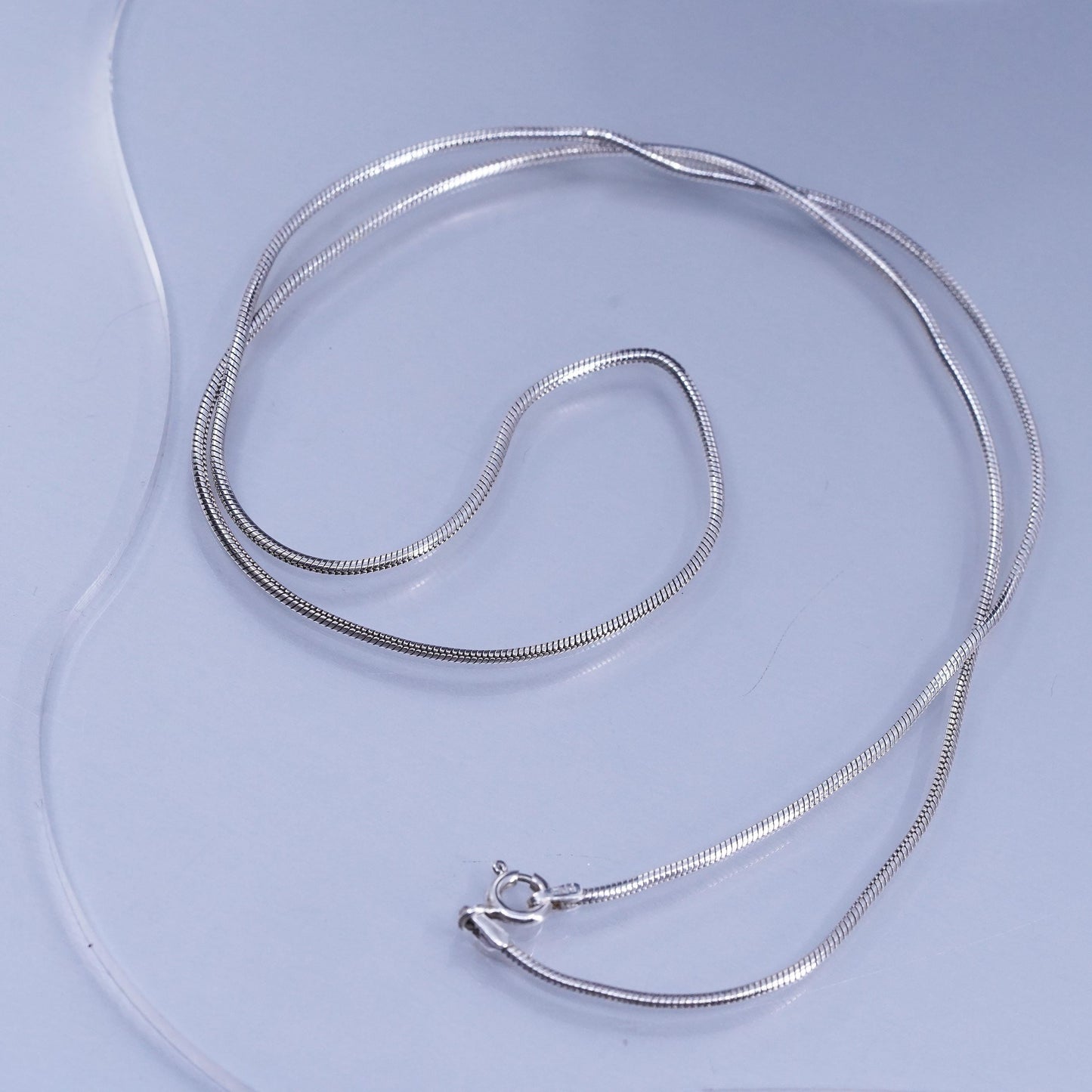 20” 1mm, vintage Italy Sterling 925 silver snake chain necklace