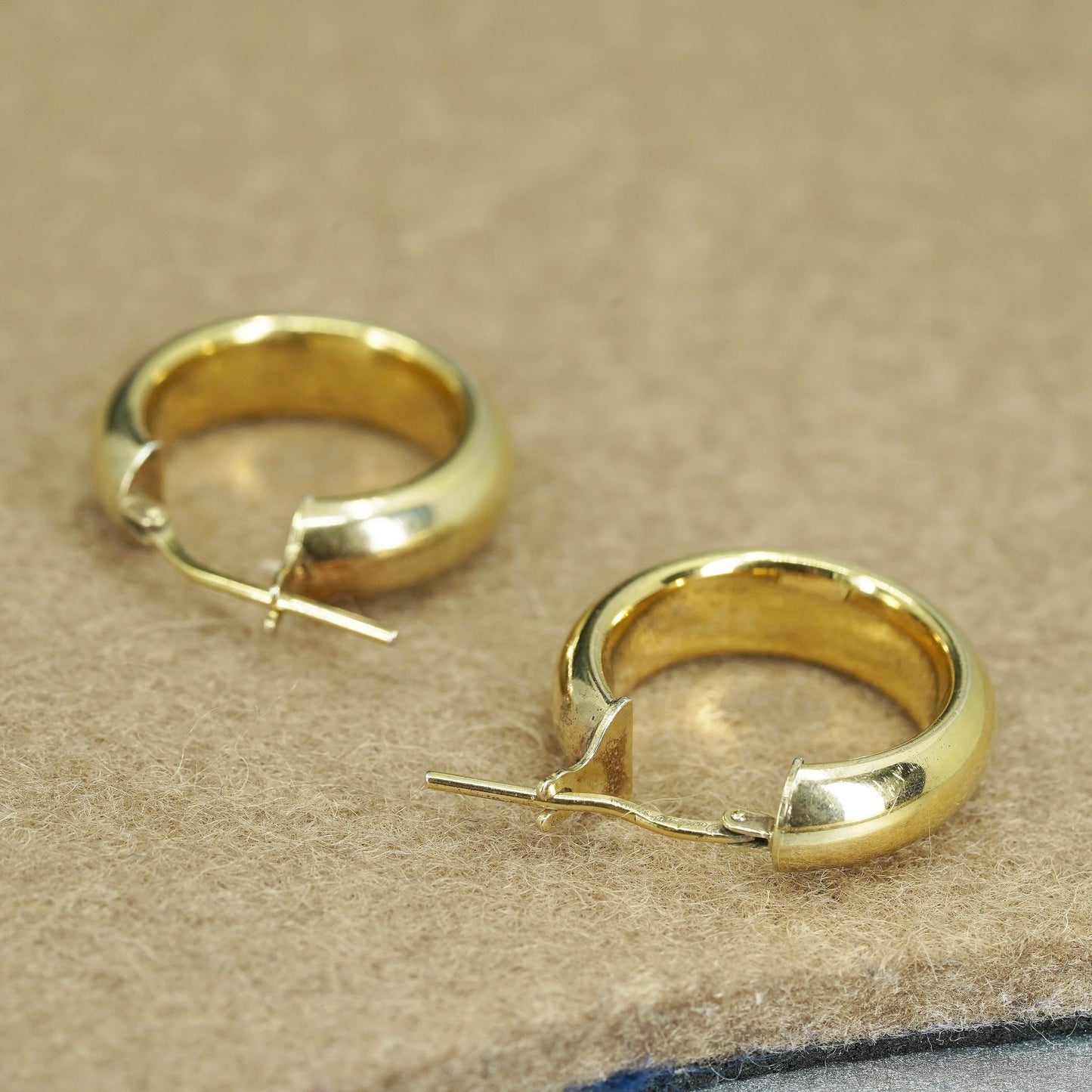 0.75”, Dyadema vermeil gold over Sterling silver earrings, 925 huggie hoops
