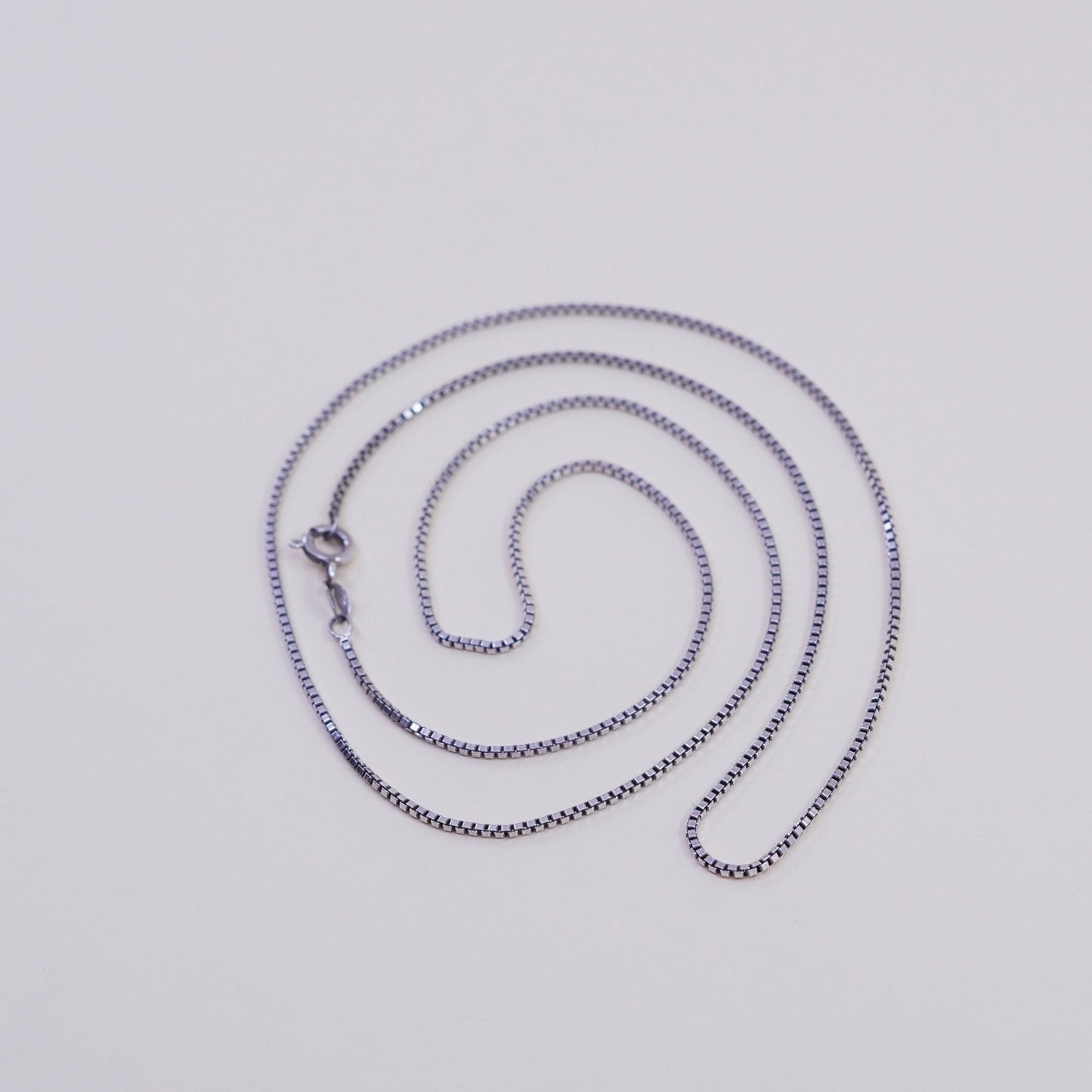 24”, 1mm, Vintage Italian sterling 925 silver box chain, made in Italy chain, stamped 925