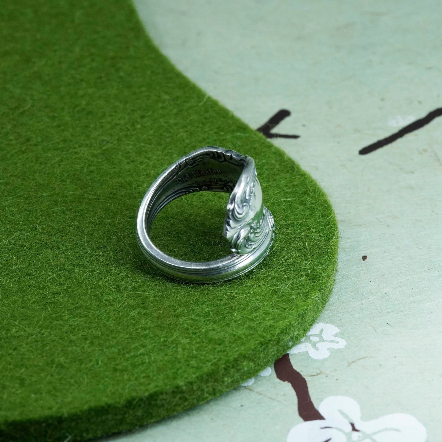 Size adjustable, Vintage Sterling 925 silver handmade spoon wrap ring