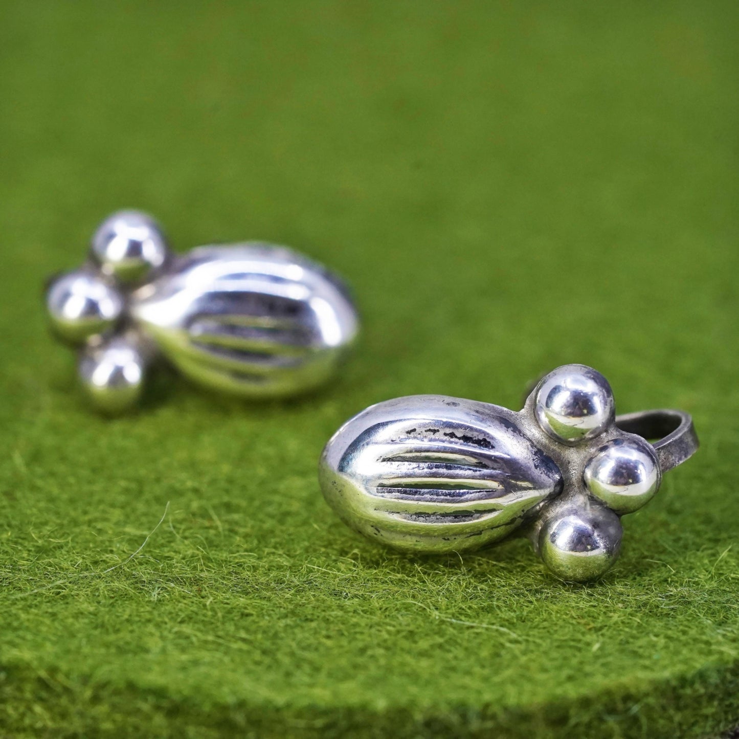 Vintage Sterling silver handmade earrings, 925 screw back