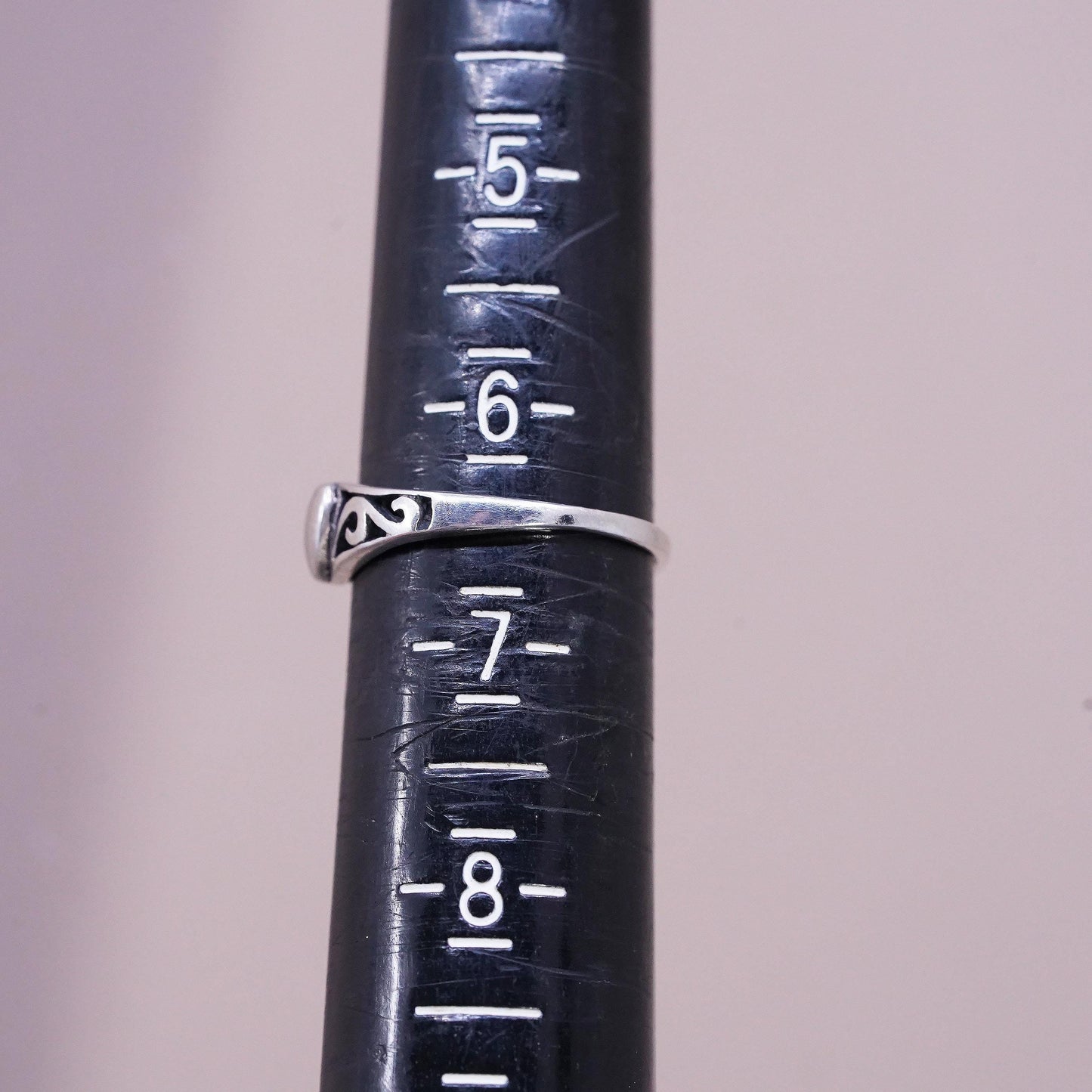 Size 6.25, vintage sterling silver handmade ring, 925 stackable heart band
