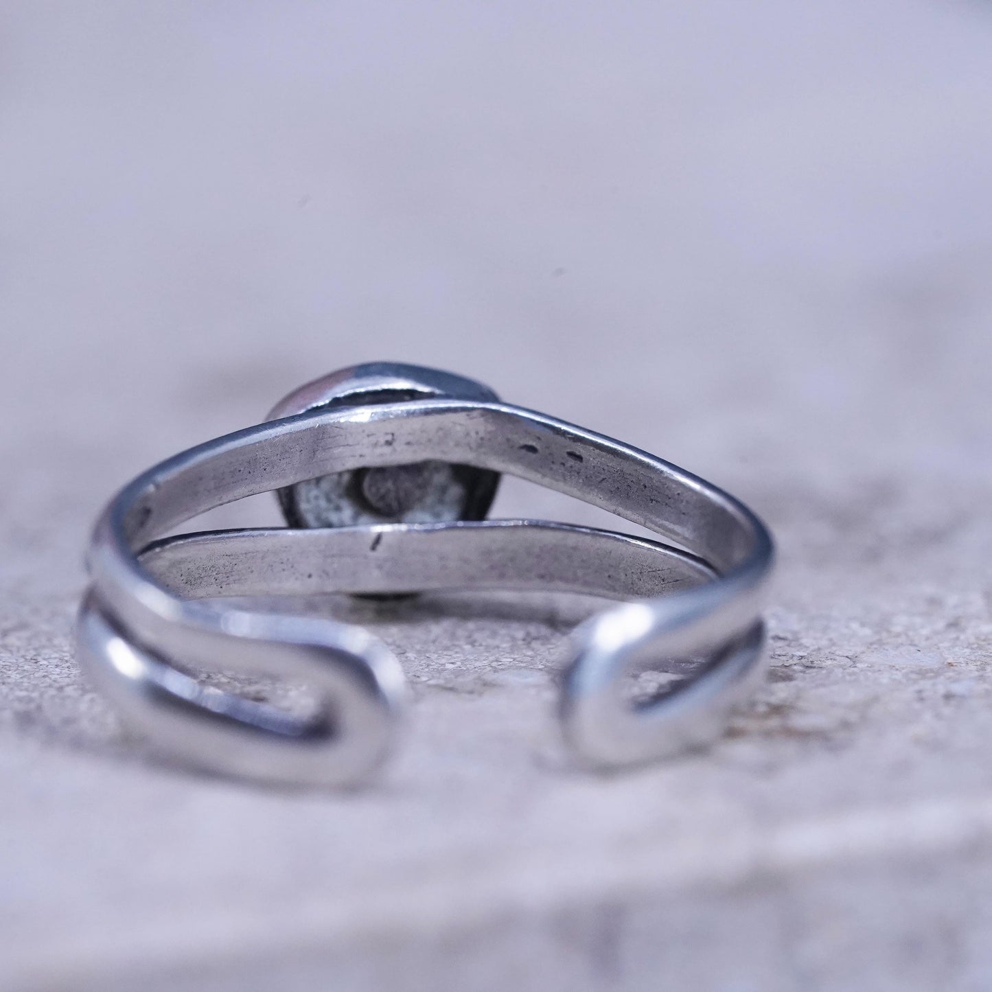 Size 2.25, vintage Sterling silver handmade ring, 925 band with boue crystal