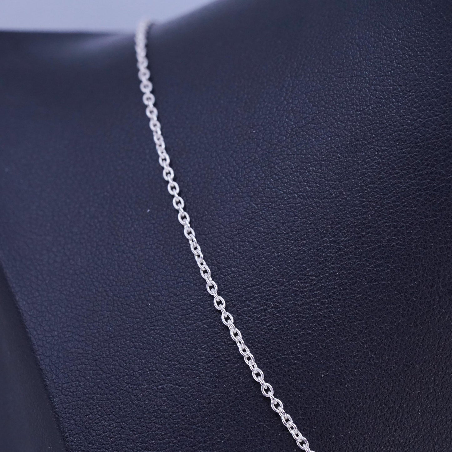 18+2" 1mm, vintage Sterling 925 silver circle chain necklace with heart charm