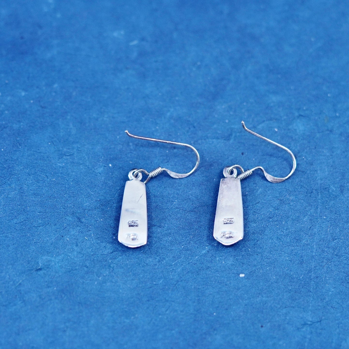 Vintage Sterling silver earrings, 925 teardrop drops with mother of pearl inlay