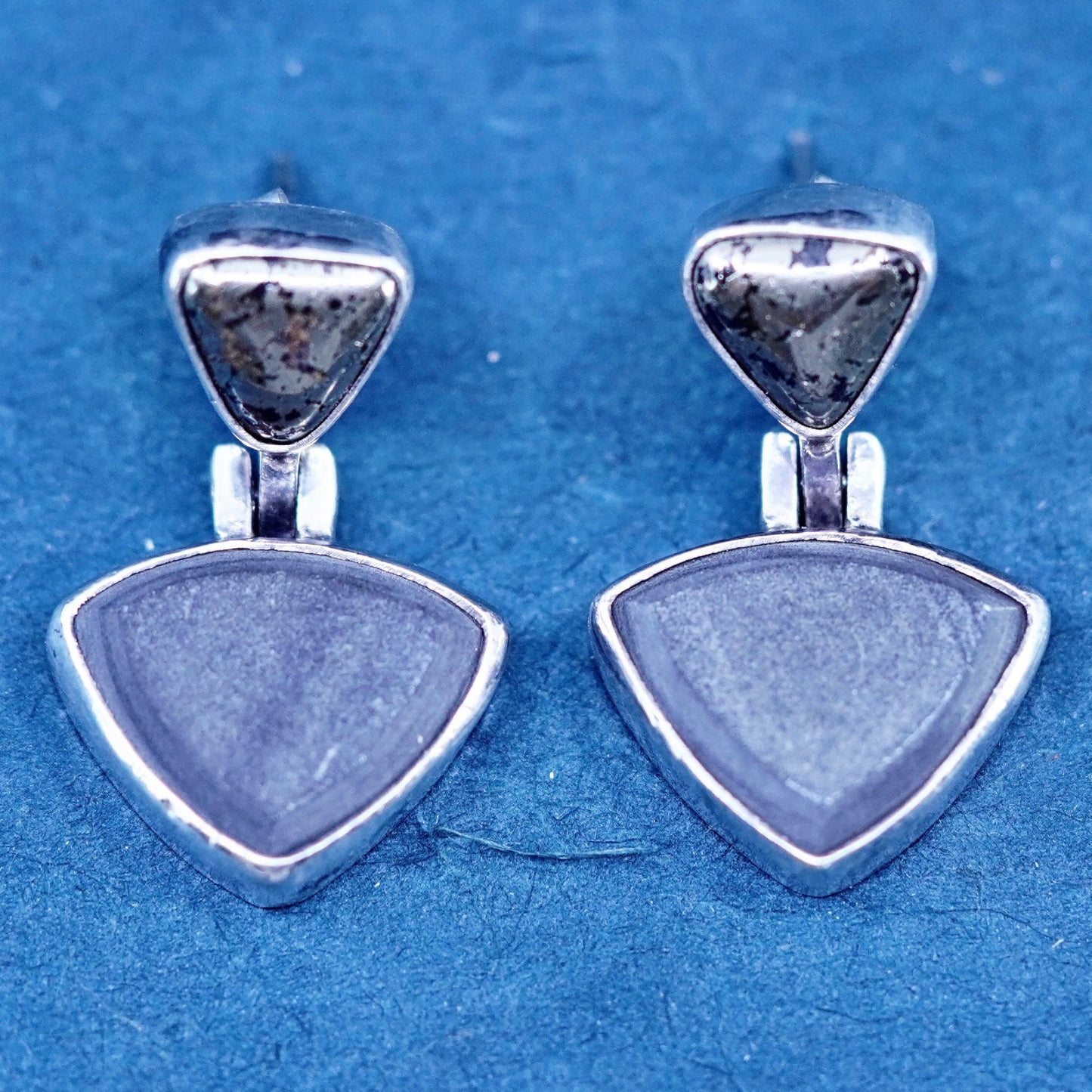 Janice Lee Riply Camenae JLR Sterling silver 925 earrings hematite inlay