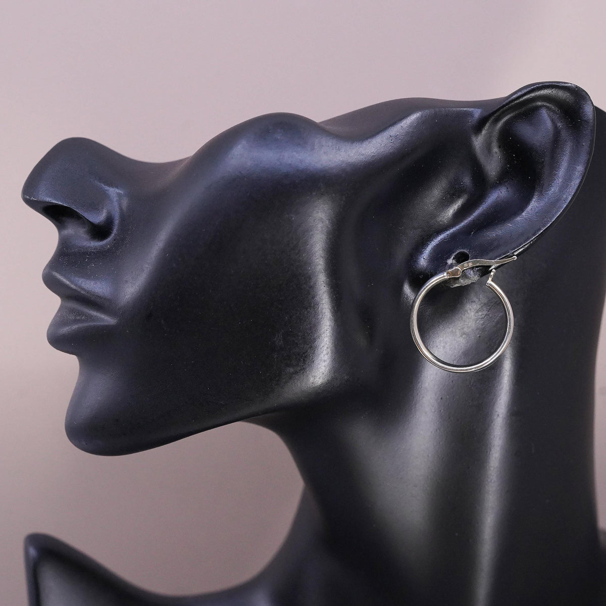 1", vintage two tone Italy Sterling silver handmade earrings, 925 hoops, huggie