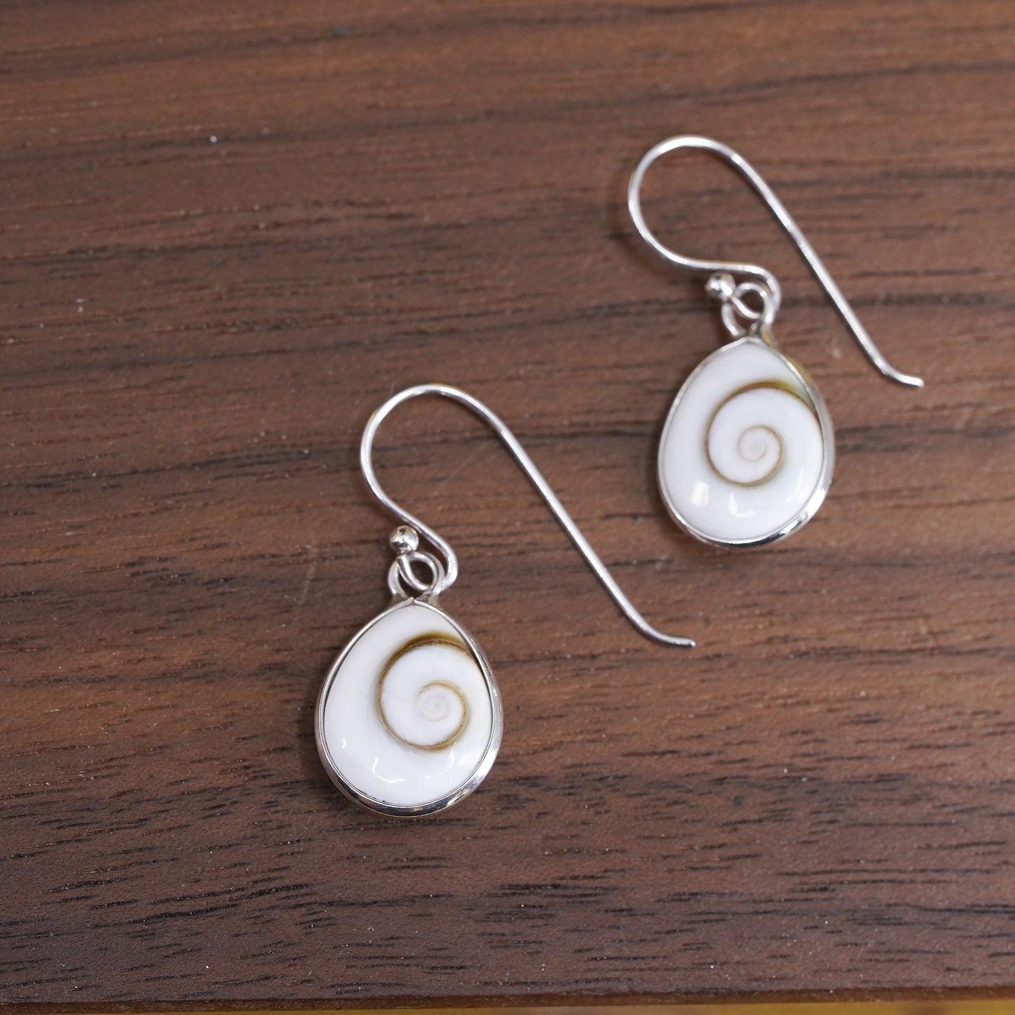 Sterling 925 Silver Shiva eye teardrop earrings | Mexican Jewelry, fossil shell