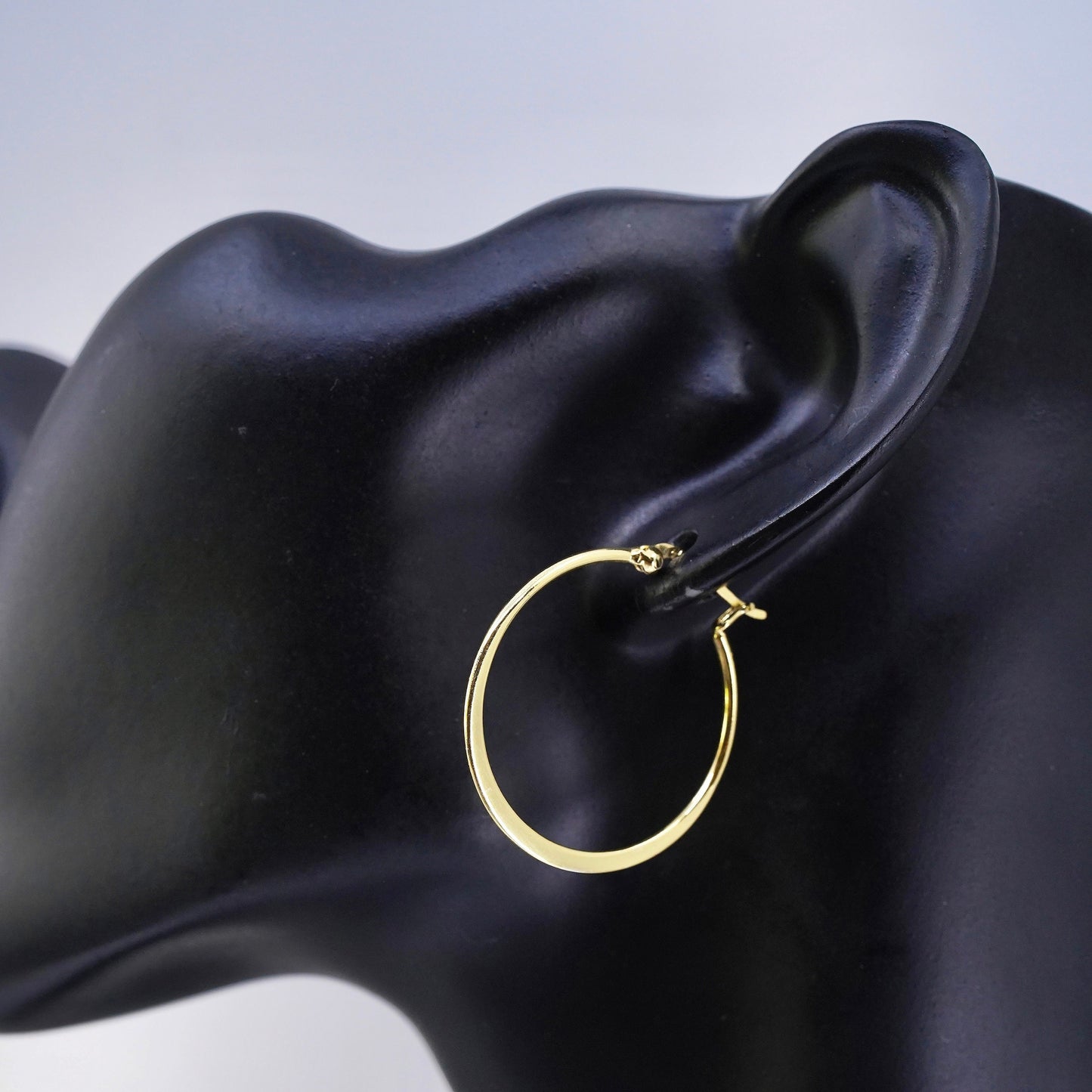 1.25”, Italian vermeil gold over Sterling silver handmade earrings, 925 hoops