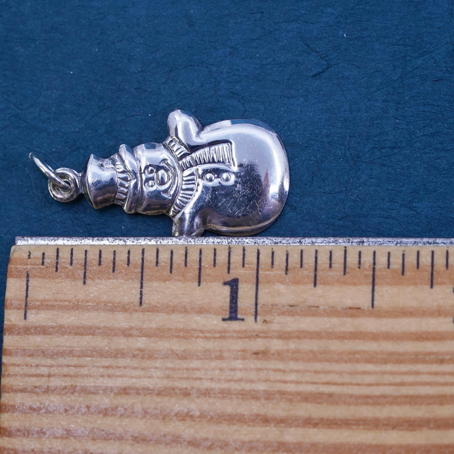 Vintage Christmas Sterling silver handmade pendant, 925 snowman charm