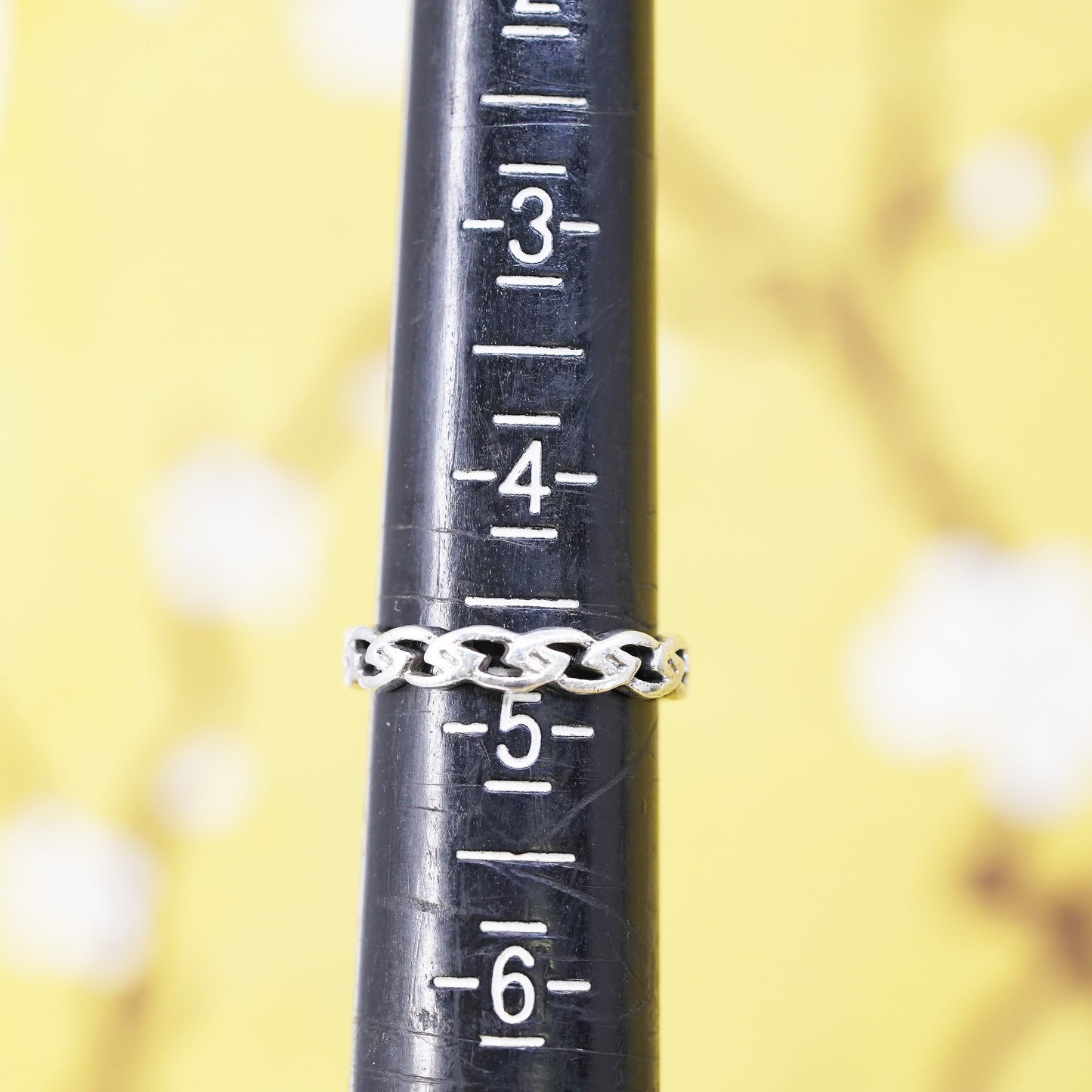Size 4.75, vintage Sterling silver handmade ring, 925 curb link chain band