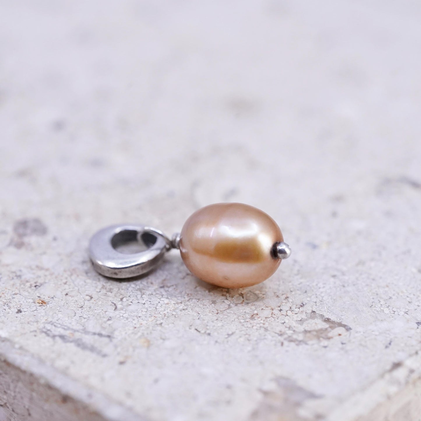 VTG Silpada sterling silver handmade pendant, 925 orange freshwater pearl charm