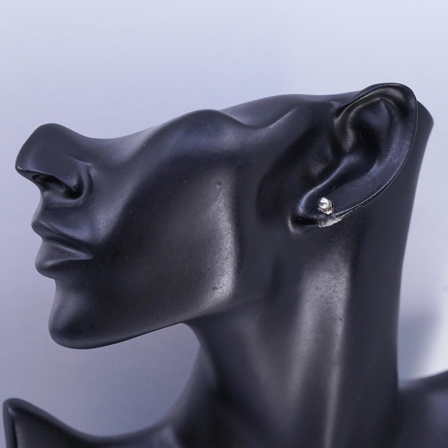 4mm Vintage Sterling 925 silver earrings, studs