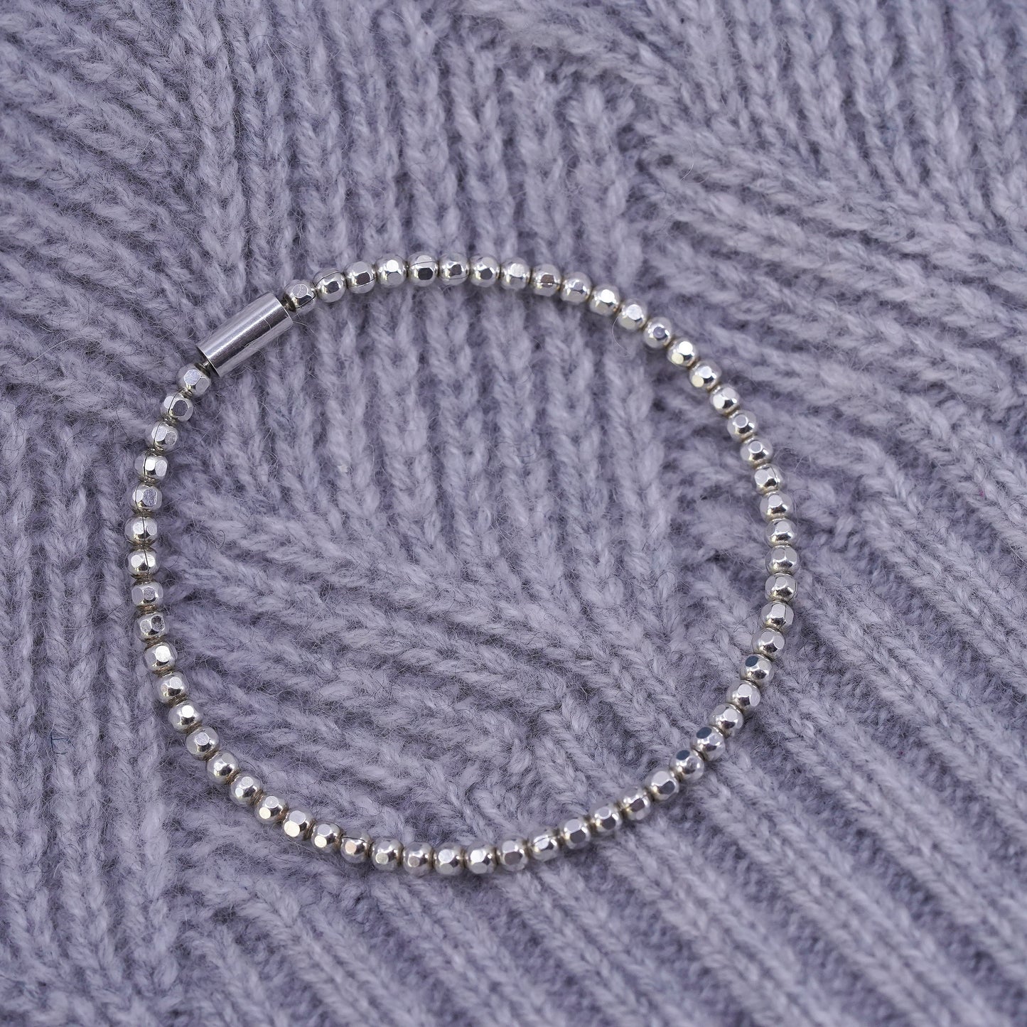 6.75", VTG Silpada Italian Sterling 925 silver handmade bead stretch bracelet