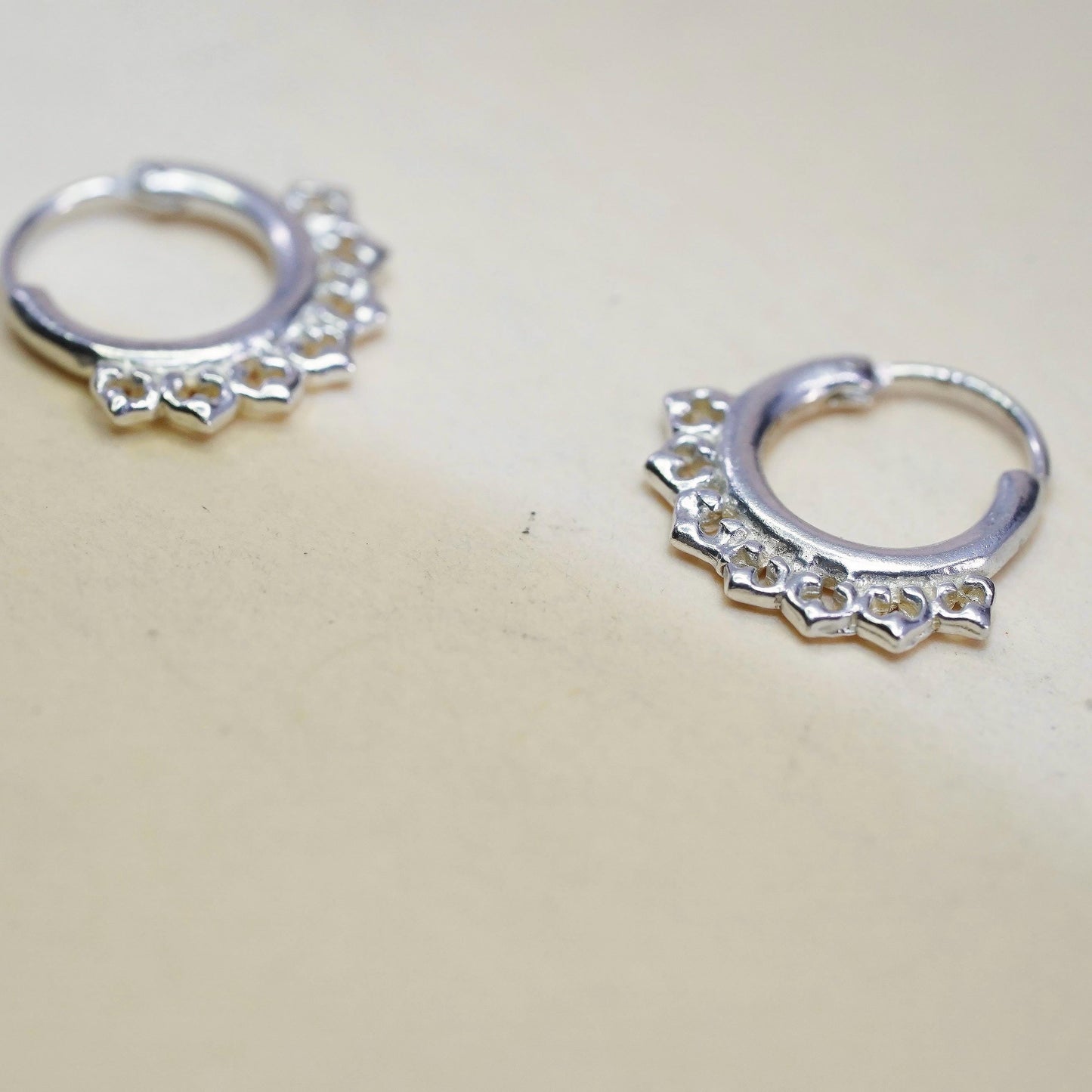 10mm, Vintage sterling silver loop earrings, fashion, fine 925 silver hoops