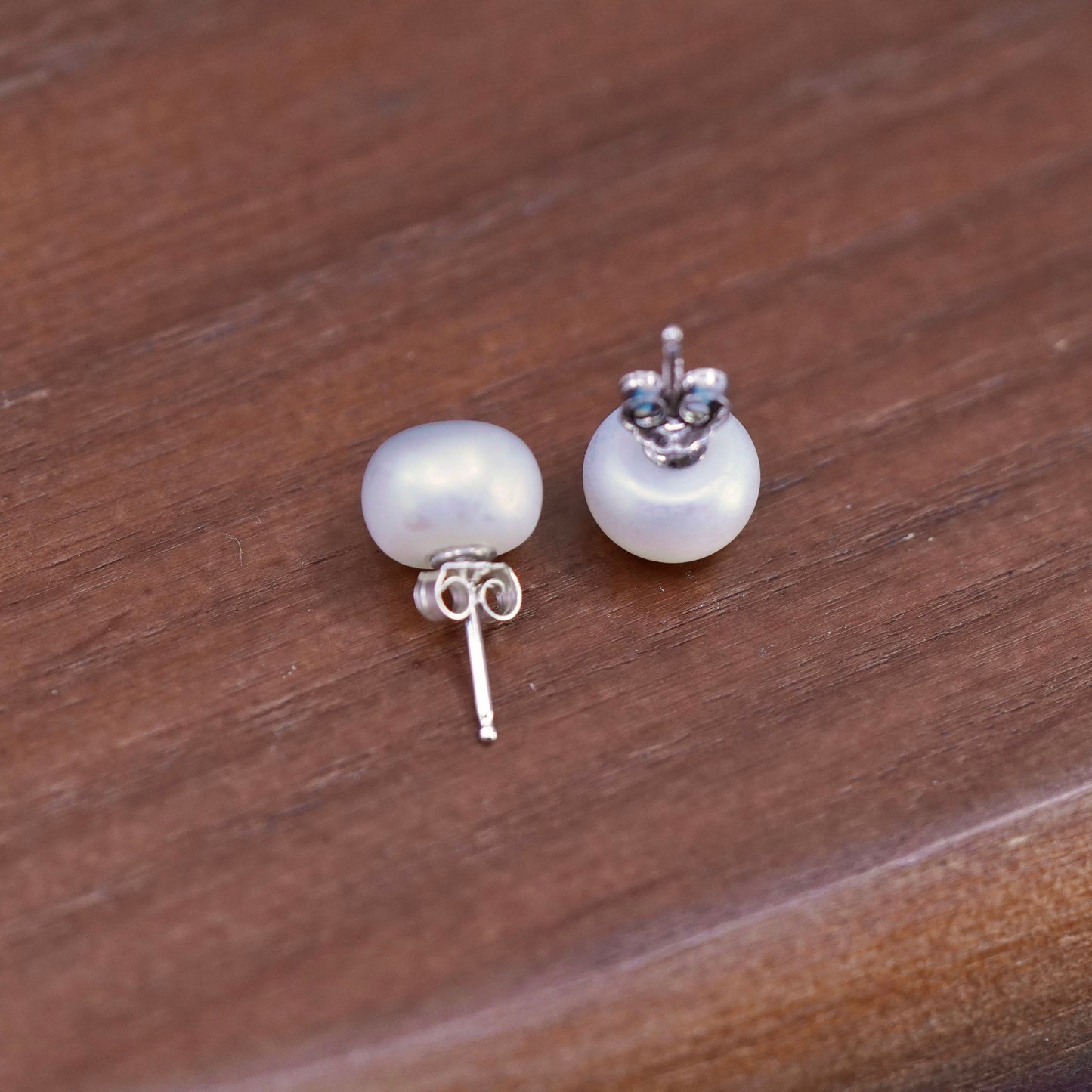 7mm, Sterling 925 silver with freshwater pearl studs earrings