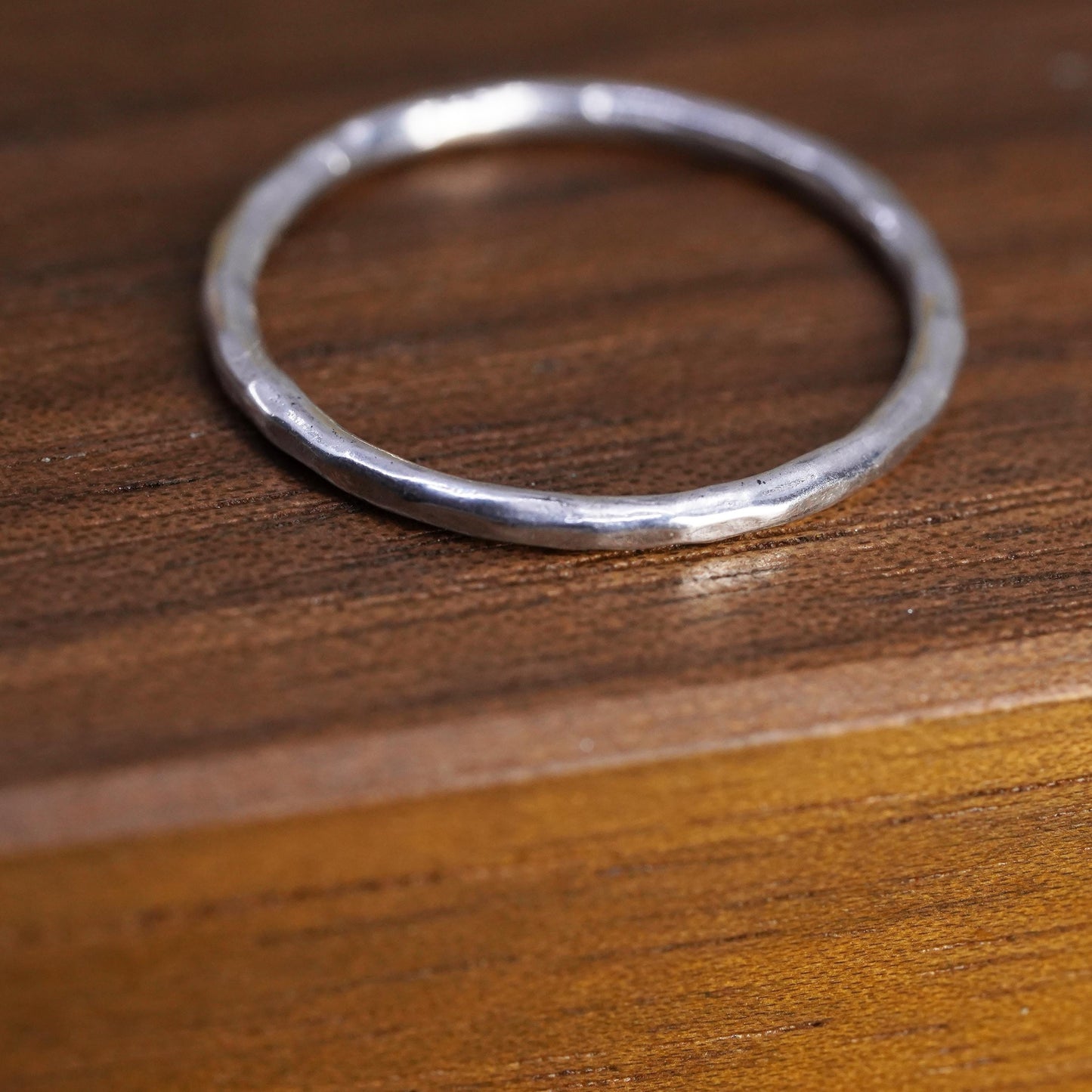 Size 7, Vintage Sterling silver handmade ring, 925 stackable textured band