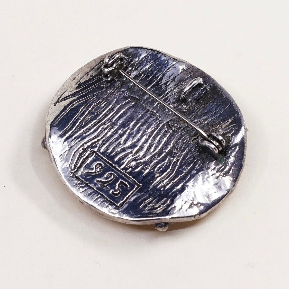 Vintage Sterling silver handmade brooch, puffy 925 silver pin pendant with 18 century dancer, stamped 925