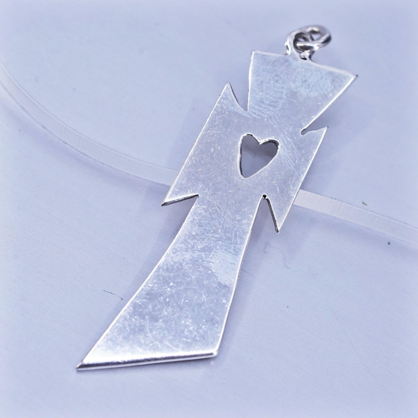 Vintage Native American Southwestern sterling 925 silver cross pendant heart