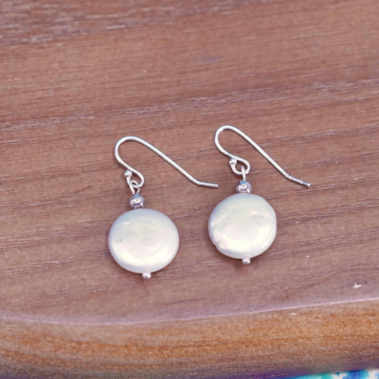 Vintage Sterling silver 925 handmade earrings with coin pearl