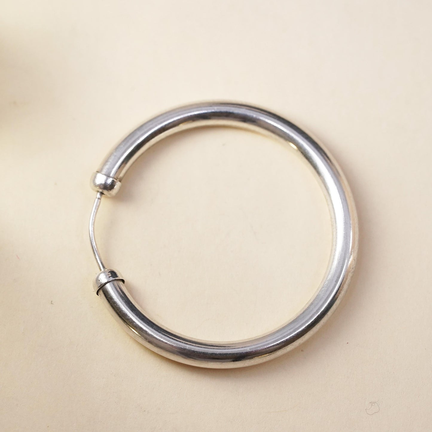 1.25", Vintage sterling silver single earring, bold minimalist primitive hoop