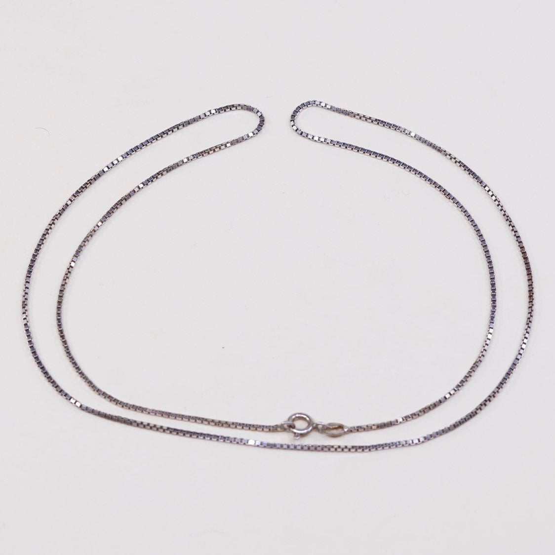 24", vtg Italian sterling silver box chain, made in Italy silver chain