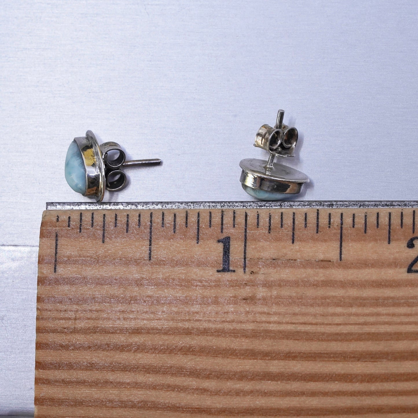 southwestern Sterling silver earrings, studs, huge 925 teardrop studs larimar