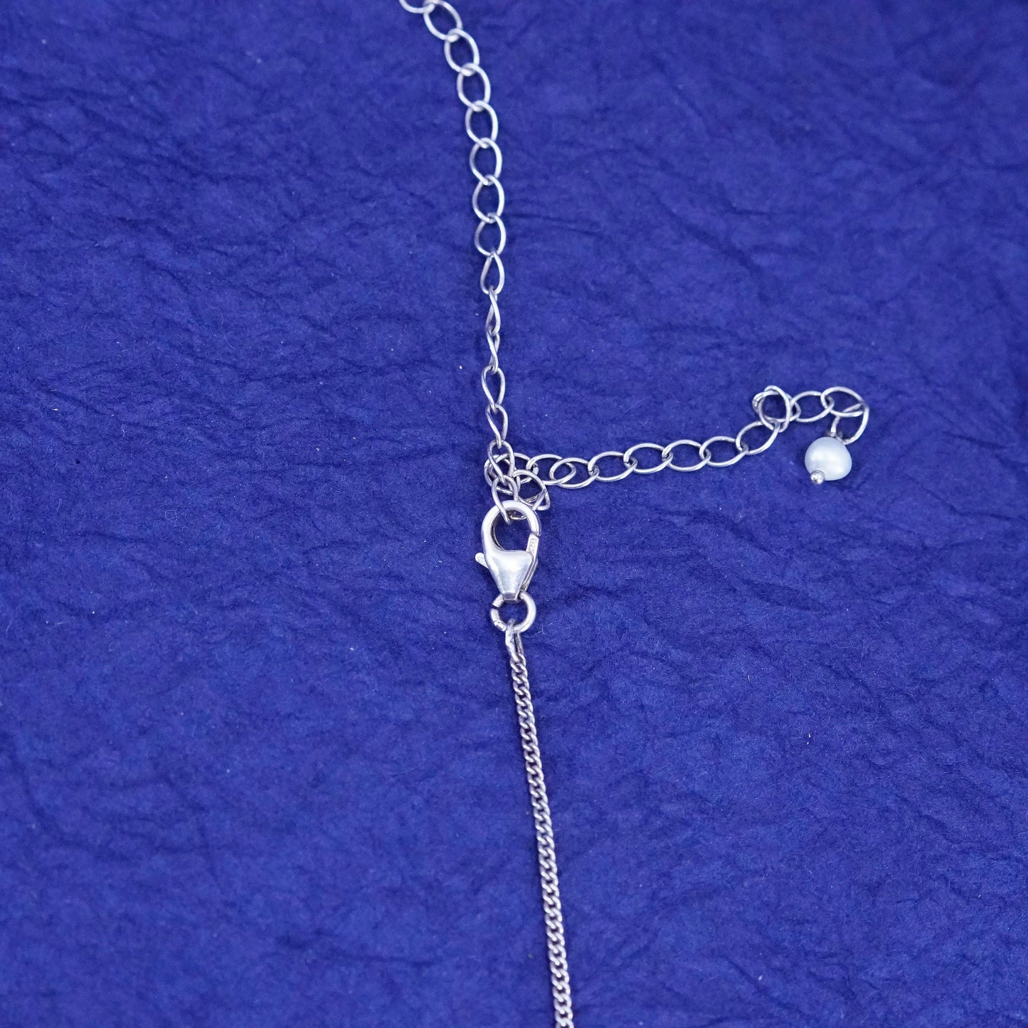 16+4”, sterling silver handmade necklace, 925 curb chain enamel panda pendant