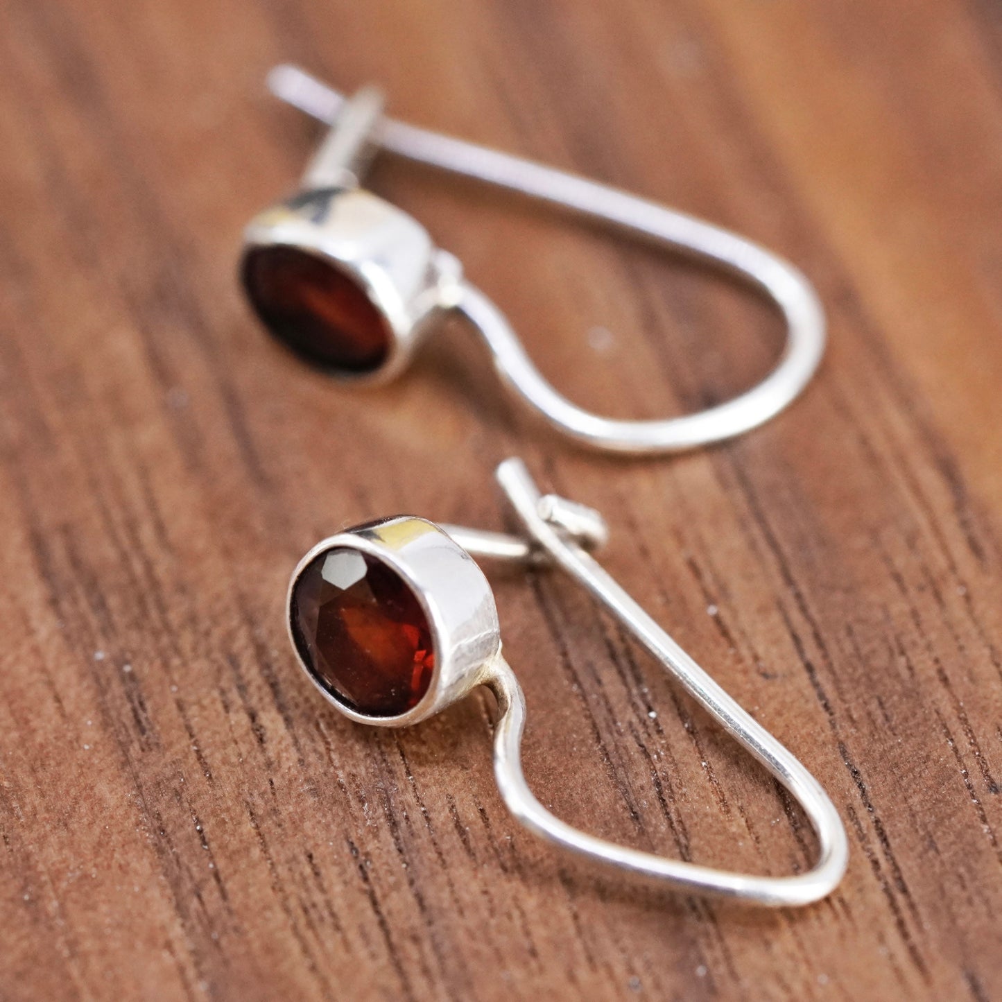 Vintage Sterling 925 silver handmade earrings with ruby