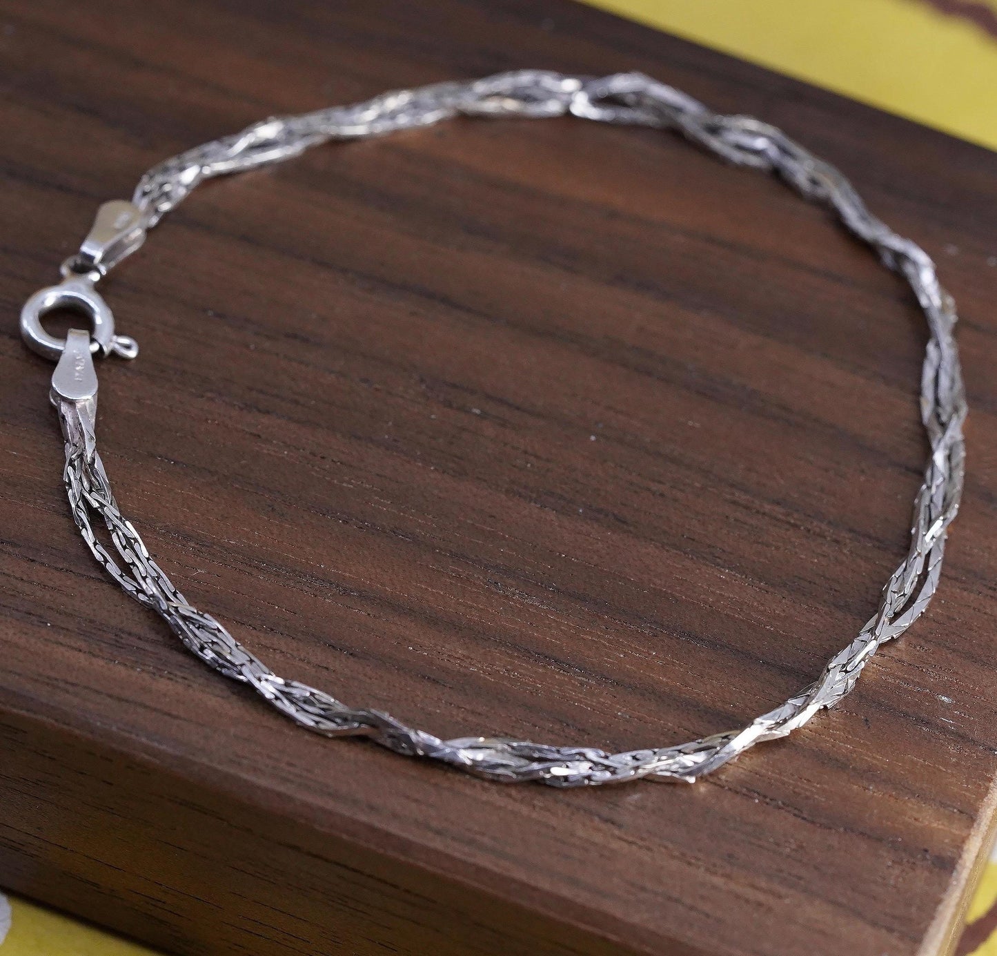 7" Italian Sterling silver braided woven snake bracelet, 3 strands 925 chain