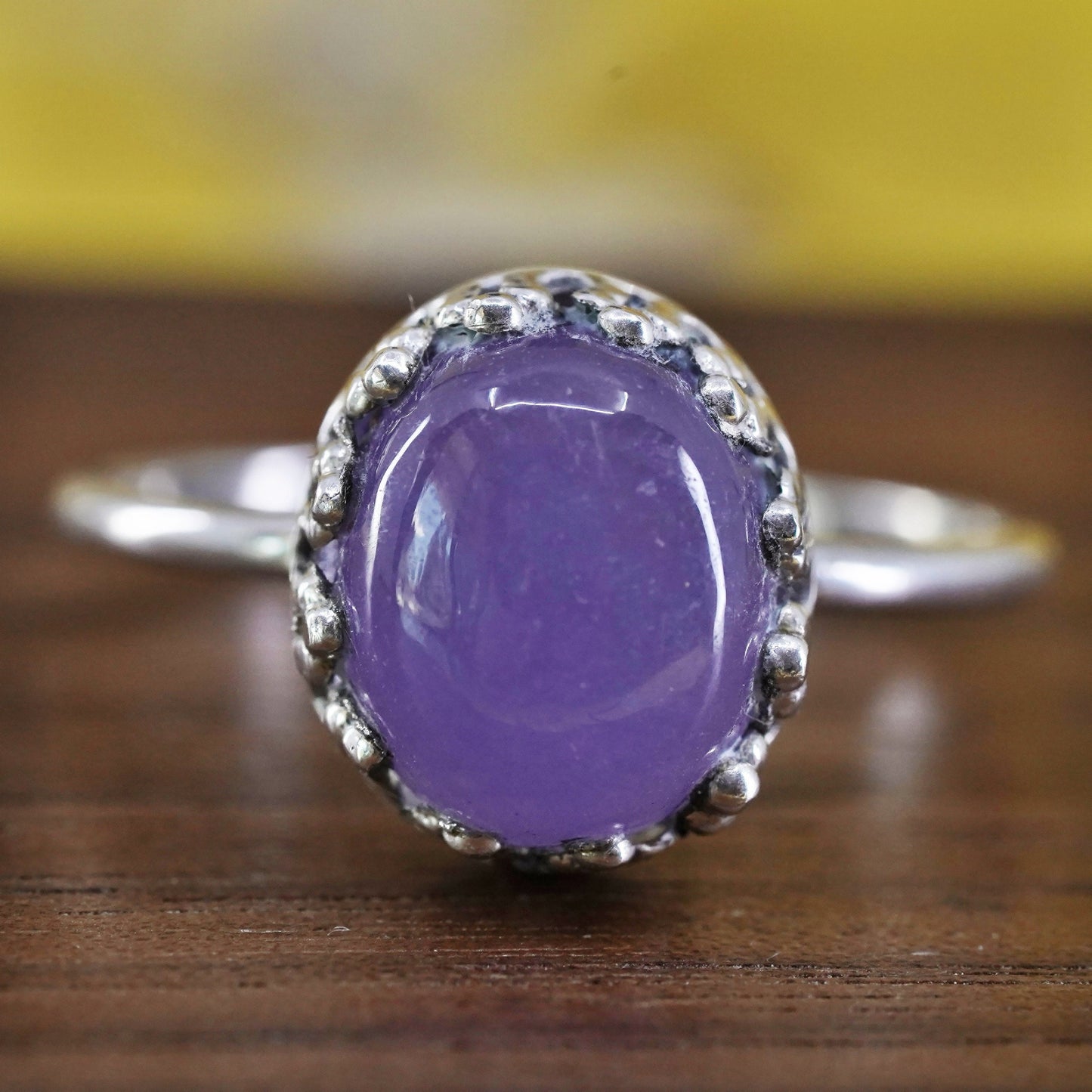 Size 11.5, Sterling silver ring, 925 silver statement ring with purple jade