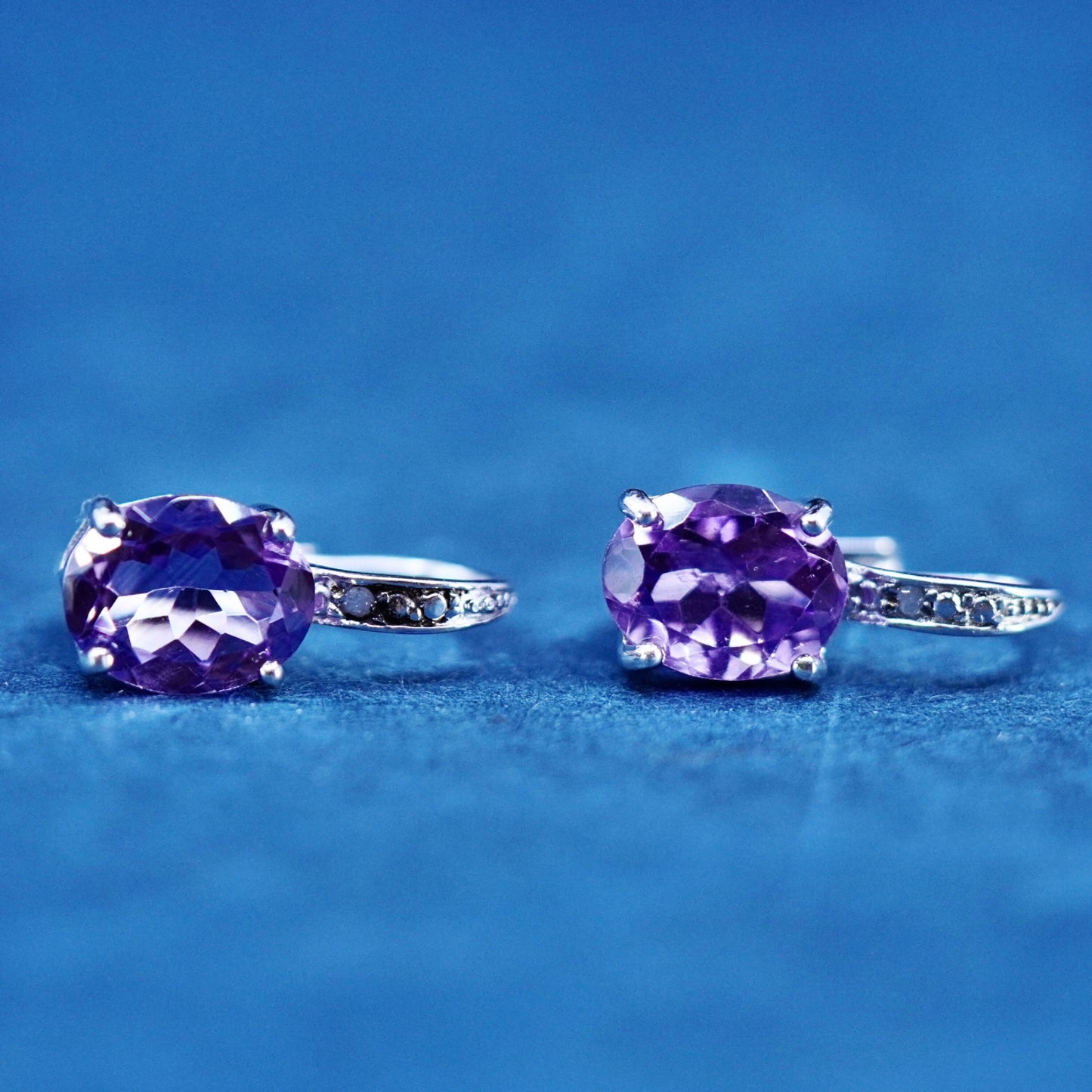 Vintage sterling 925 silver handmade earrings with amethyst