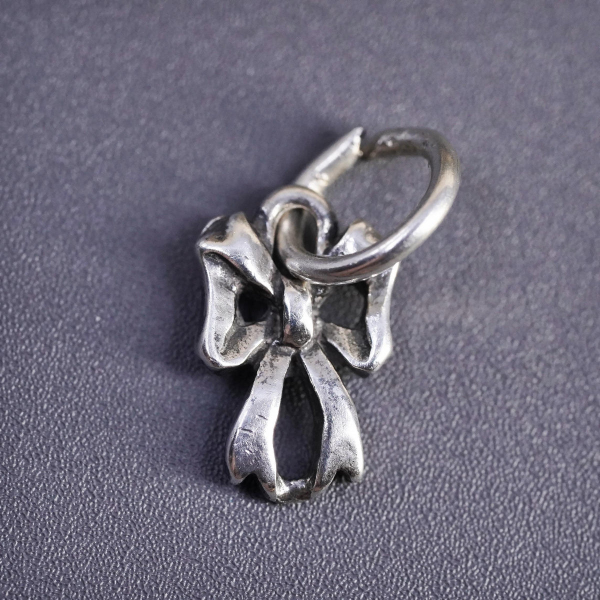 Vintage Sterling silver handmade pendant, 925 ribbon charm