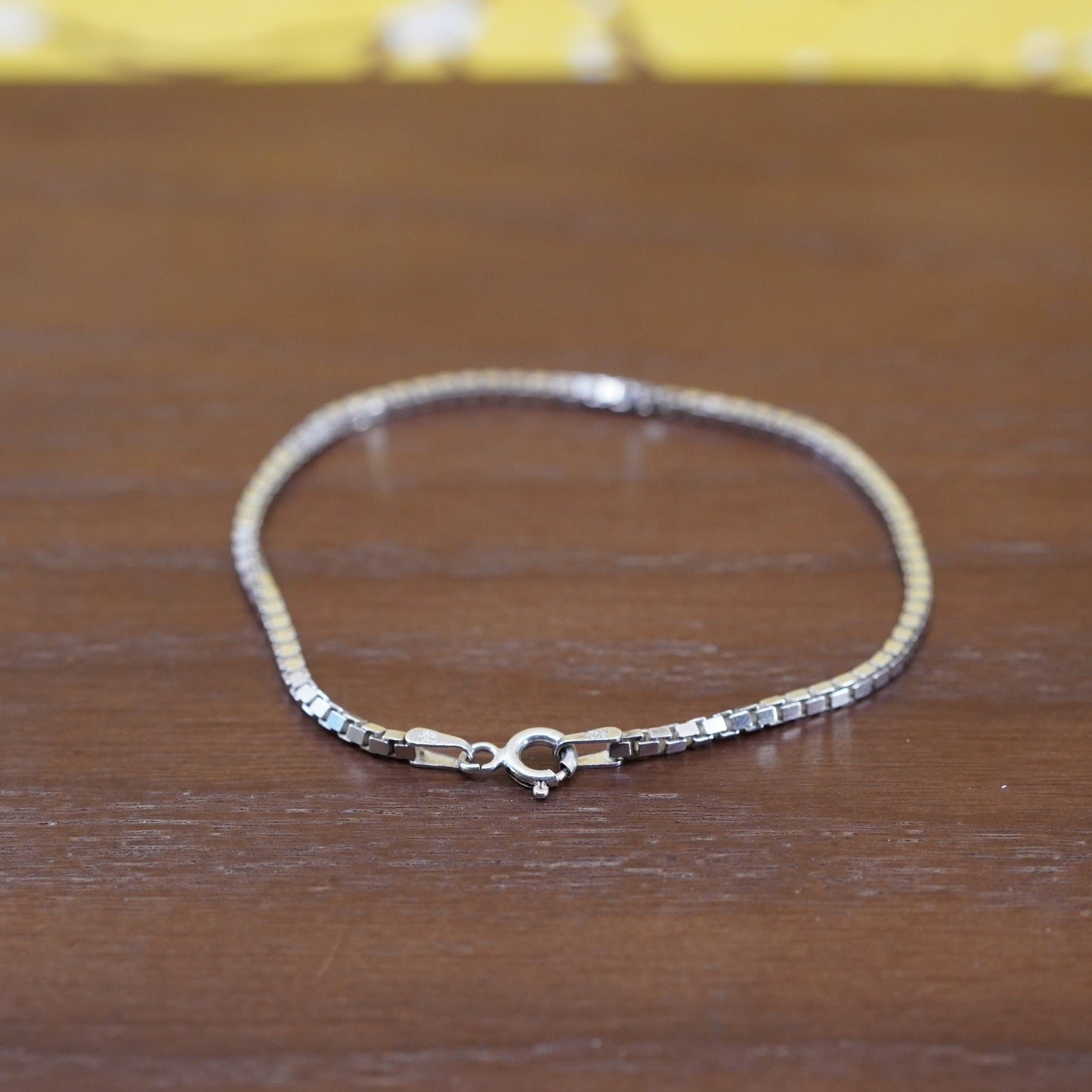 7.25”, 2mm, vintage Sterling silver handmade bracelet, Italy bold 925 box chain