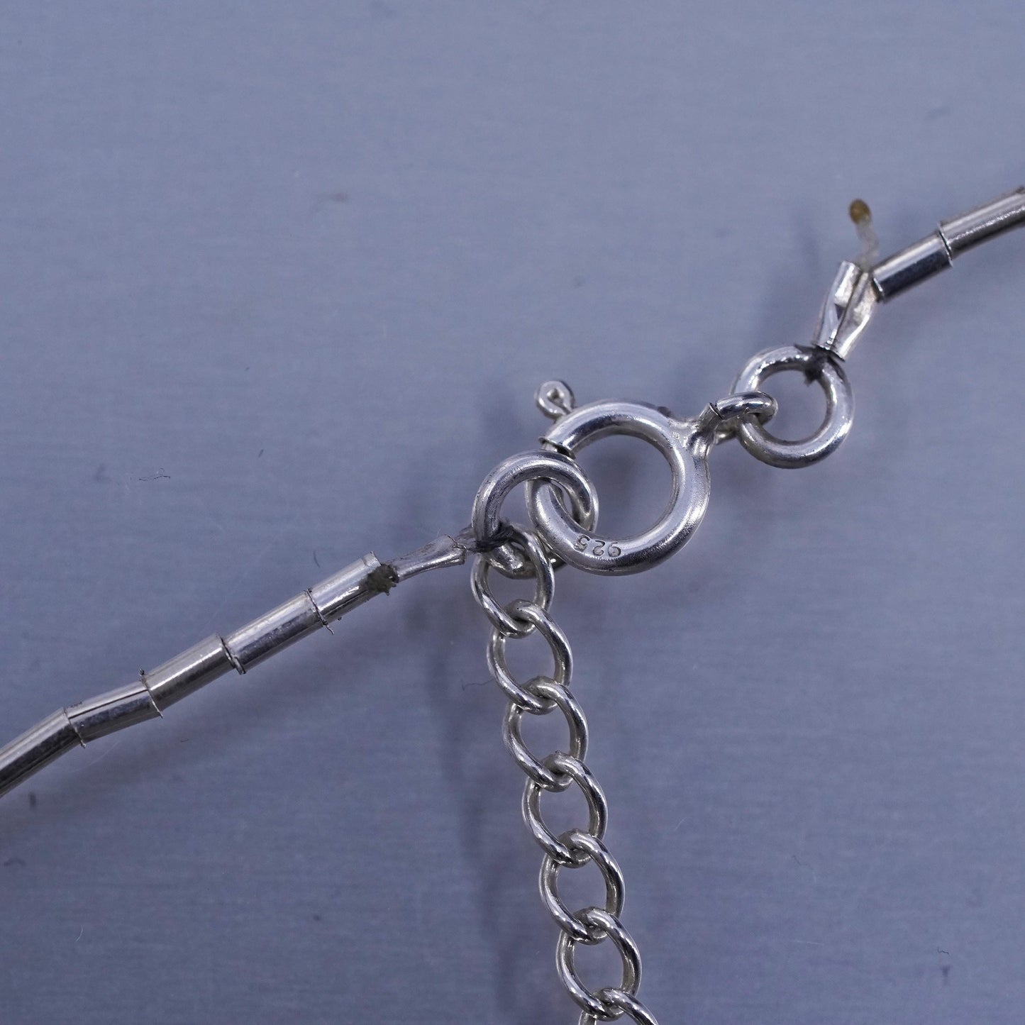 16+3”, Native American Sterling 925 liquid silver necklace hematite beads
